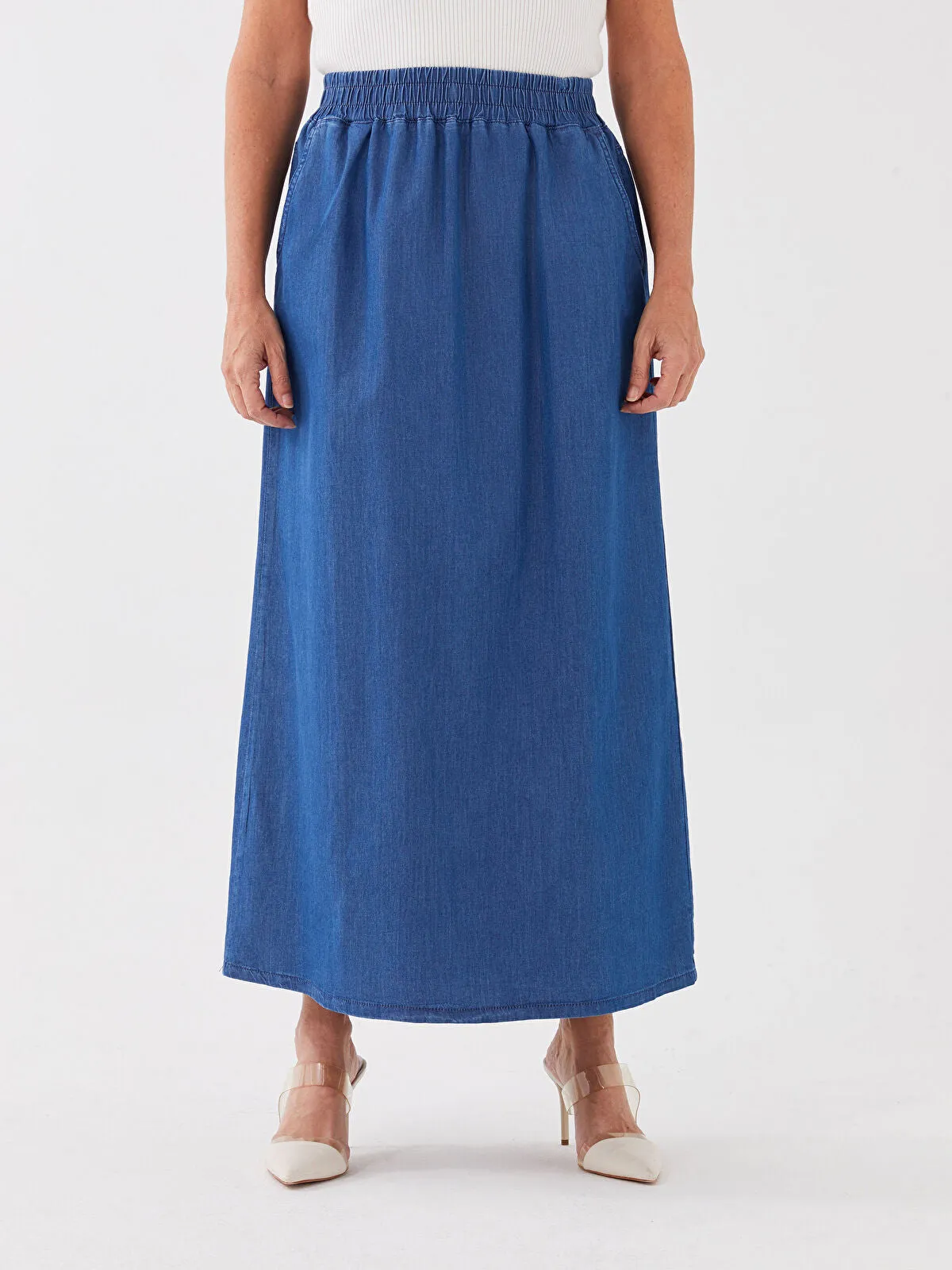 Elastic Waist A-Line Women Jean Skirt