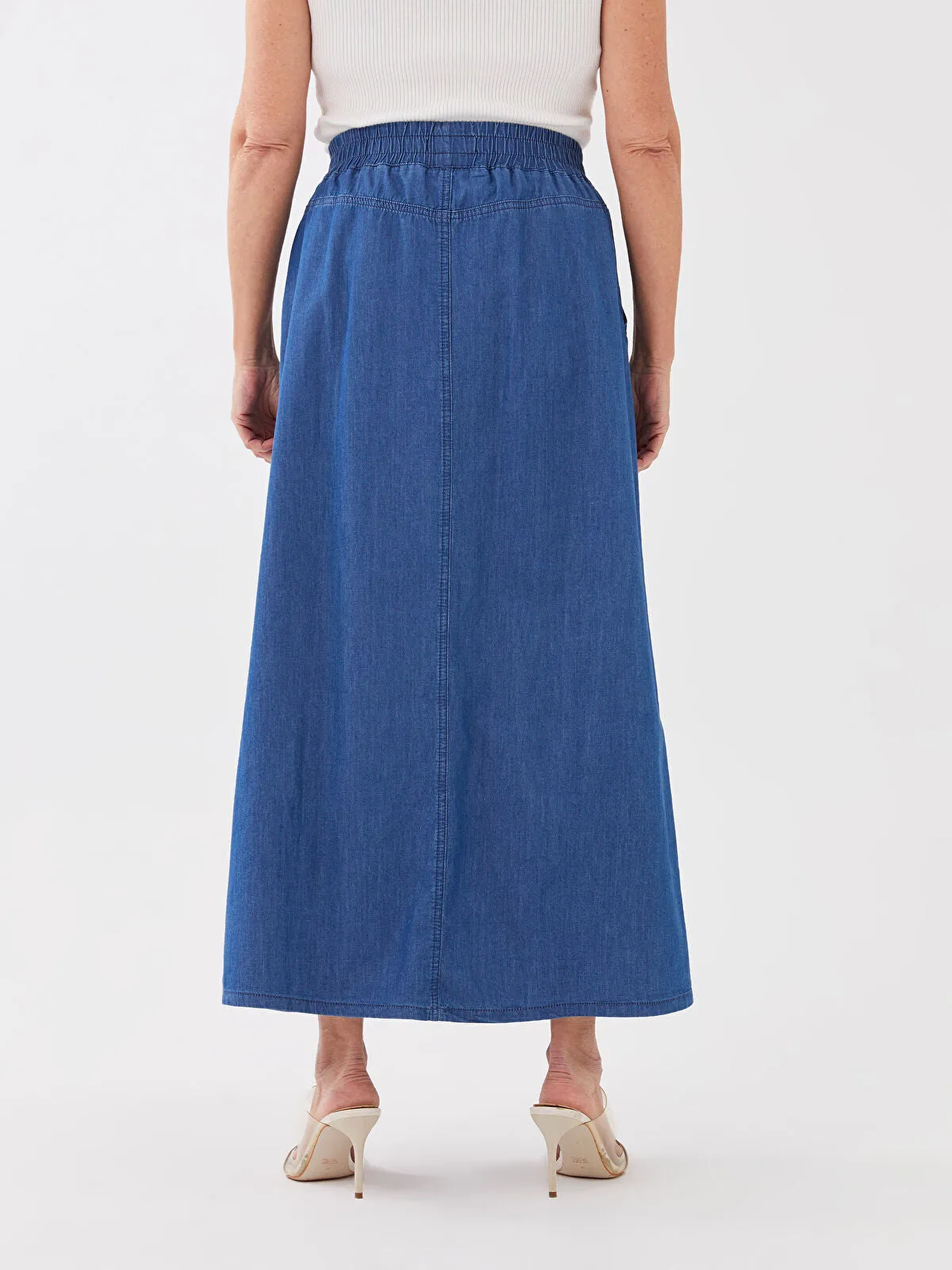 Elastic Waist A-Line Women Jean Skirt
