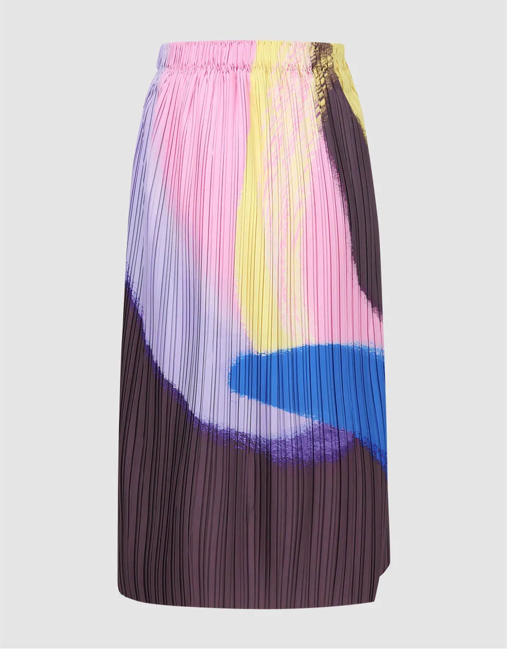 Elastic Waist Printed Midi A-Line Skirt