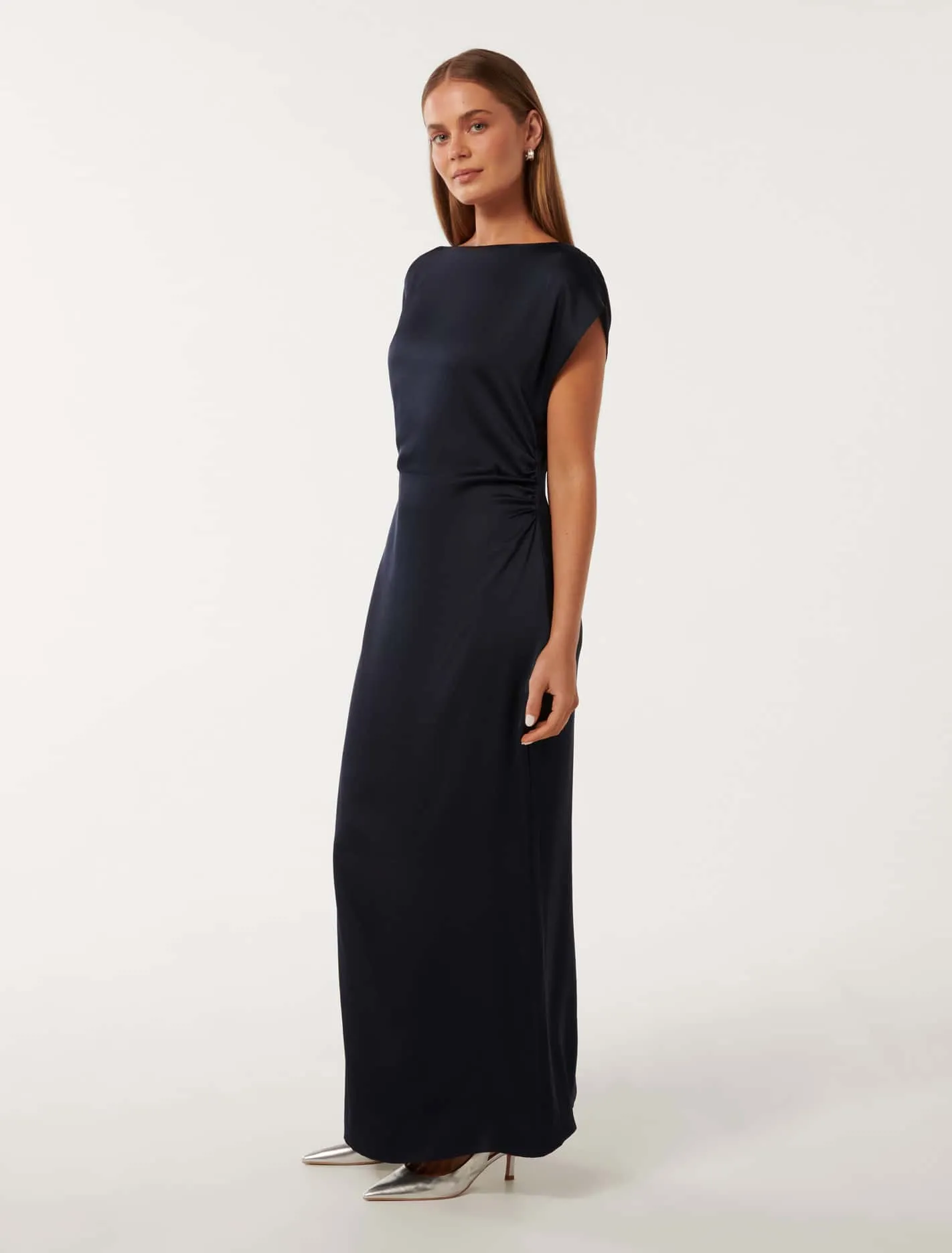 Ella Draped Satin Midi Dress