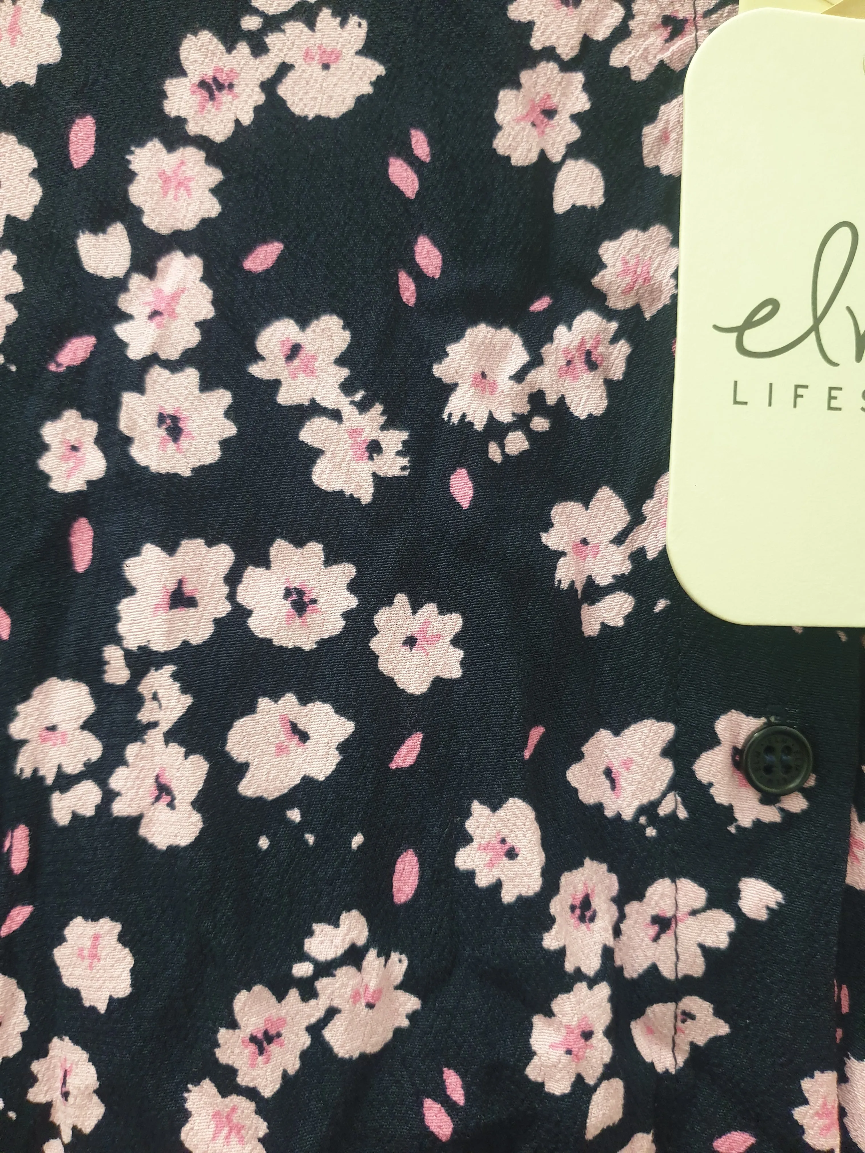 Elm navy and pink floral print long sleeve shirt size 12
