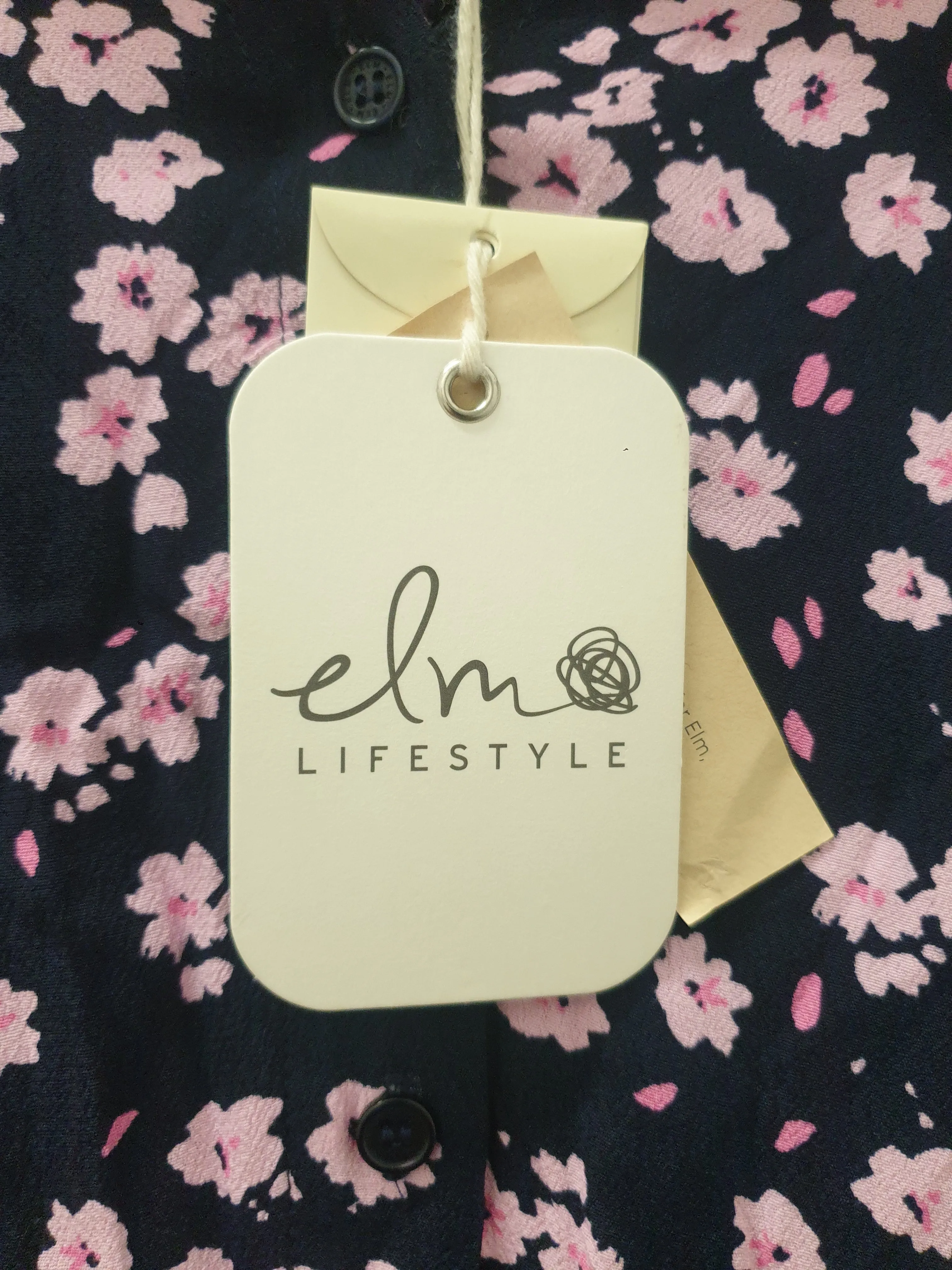 Elm navy and pink floral print long sleeve shirt size 12