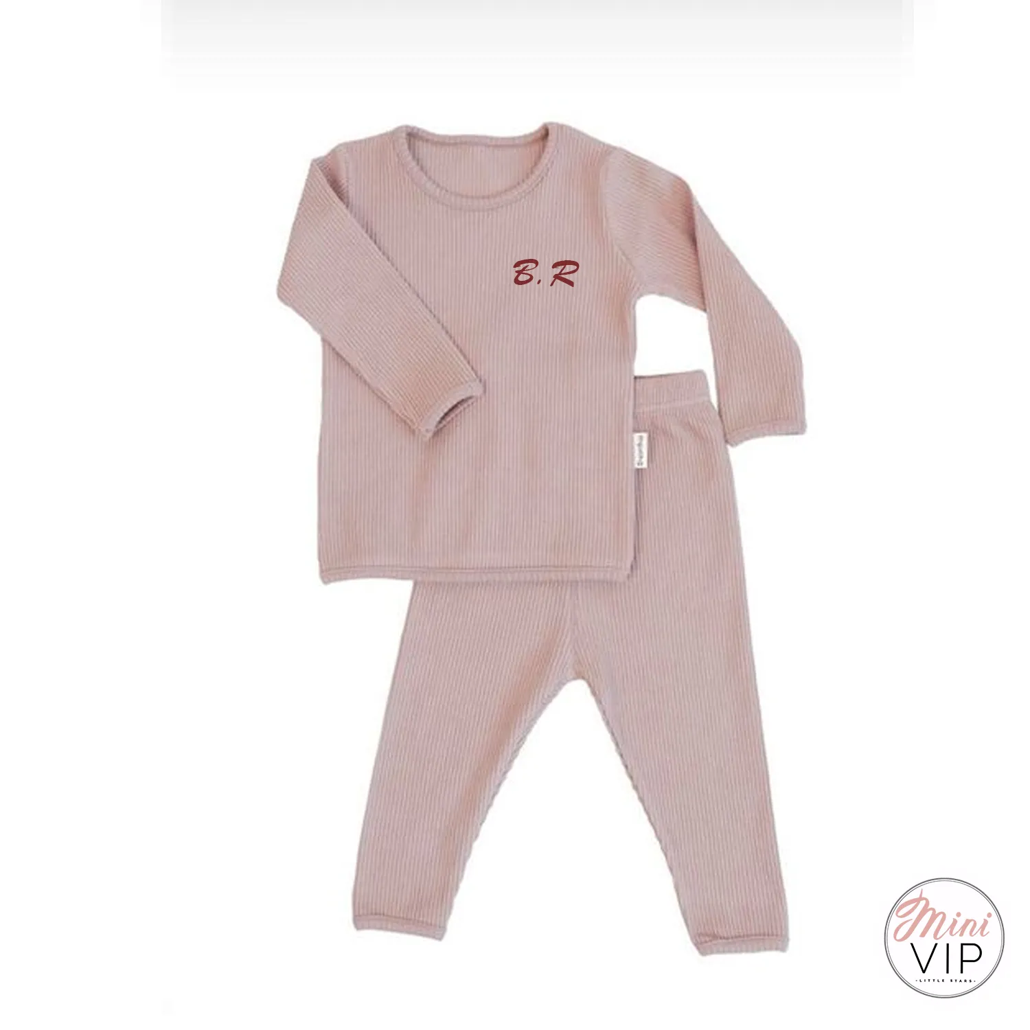 Embroidered Mocha Ribbed Loungewear