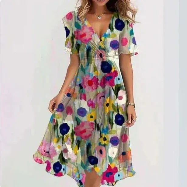 Emma - Elegant ladies' dress with V-neck