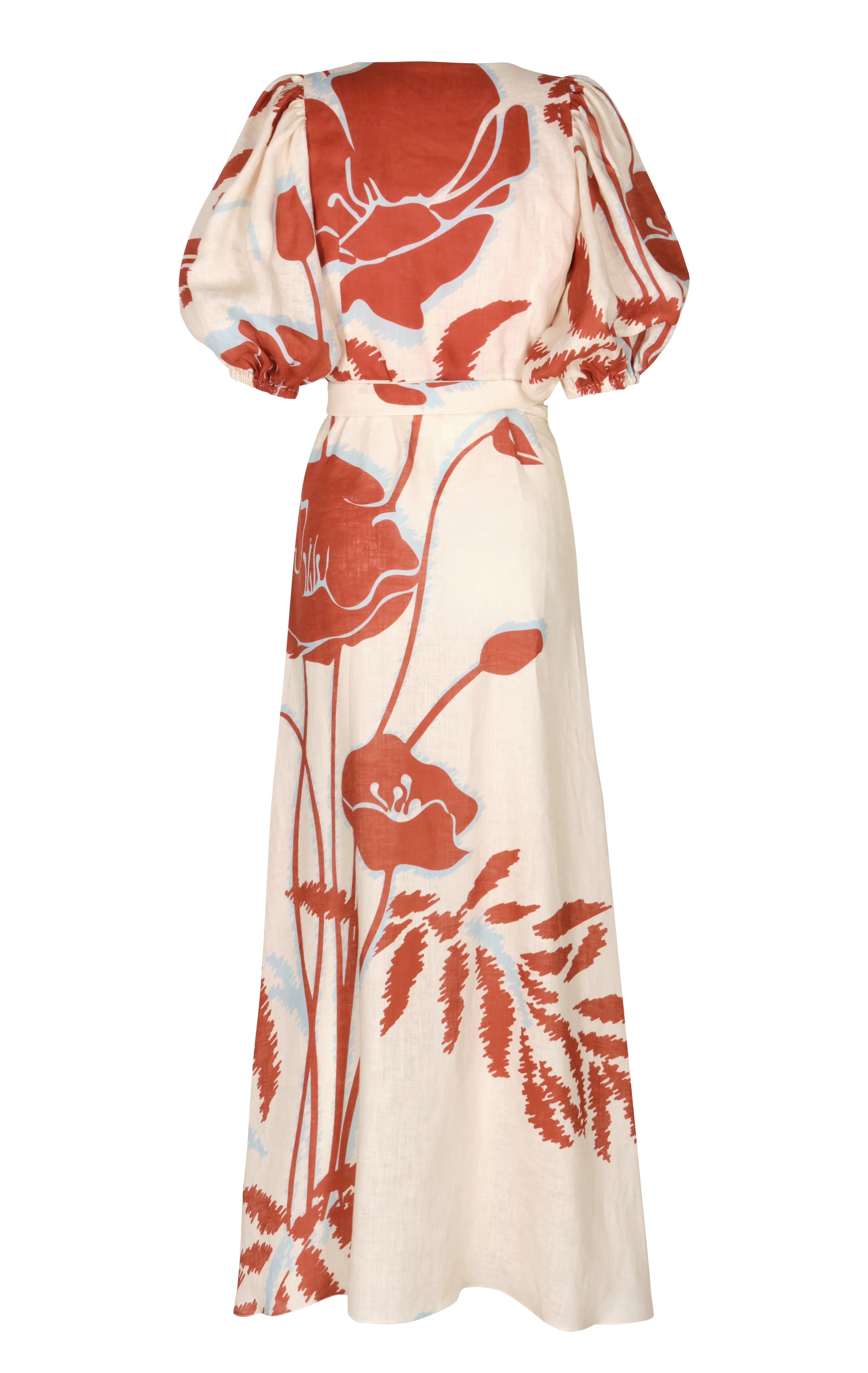 Ermita Linen Midi Dress Ecru Orange