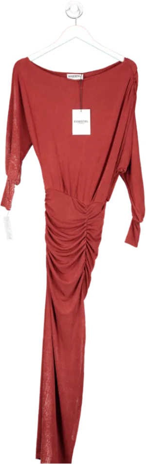 Essentiel Antwerp Red Equal Ruched Stretch-jersey Midi Dress UK 6