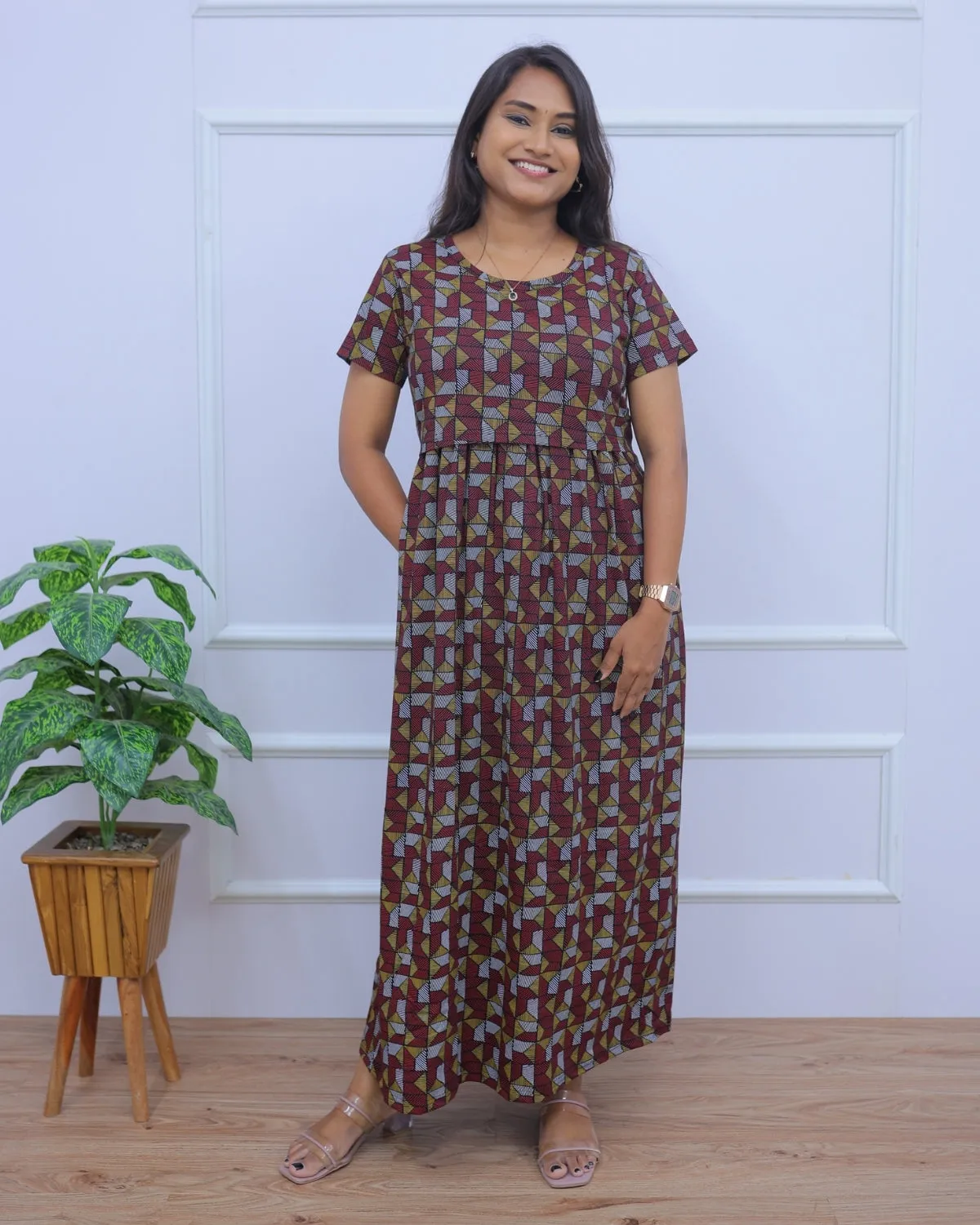 Eva | Zipless Maternity Dress - Normal Sleeves | Full Length Maxi