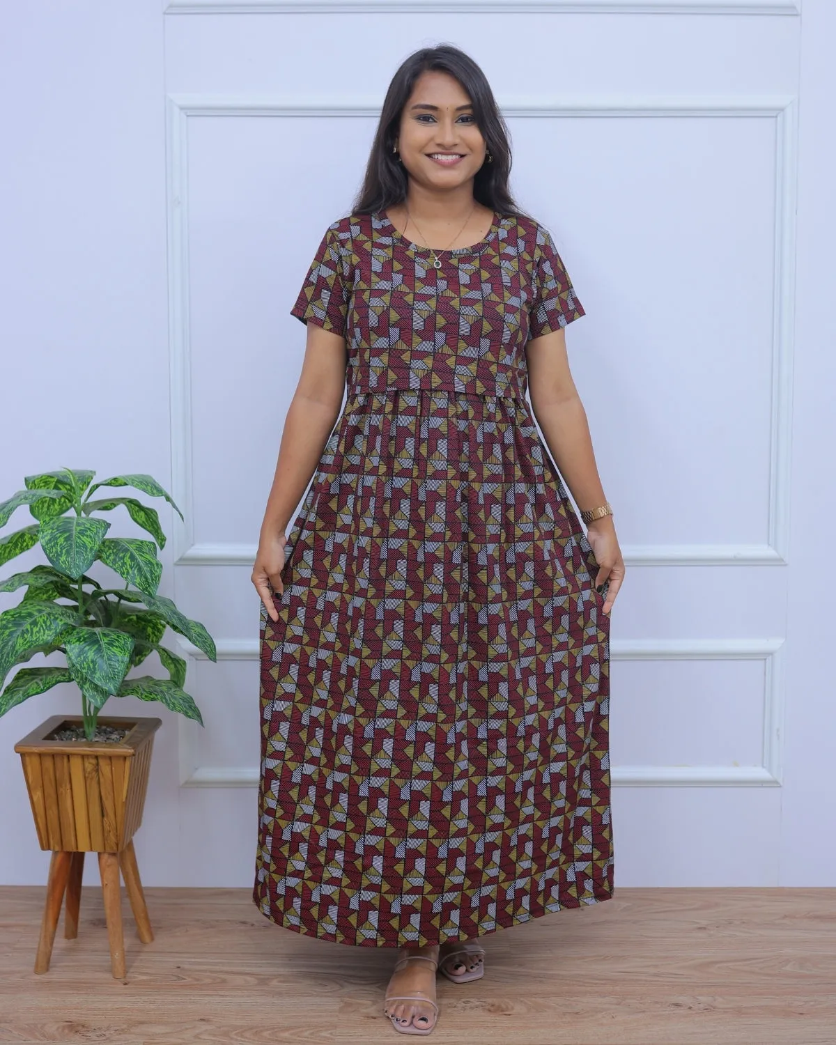 Eva | Zipless Maternity Dress - Normal Sleeves | Full Length Maxi