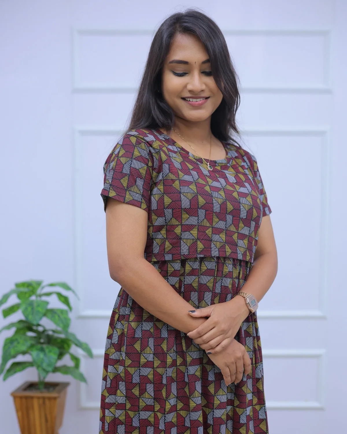 Eva | Zipless Maternity Dress - Normal Sleeves | Full Length Maxi