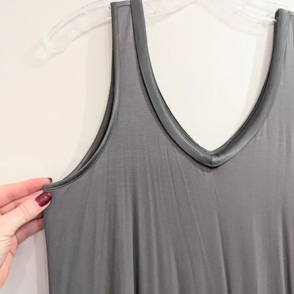 FACEPLANT DREAMS Nwt Bamboo V-Neck Nightshirt S Earl Gray Gray/Green SOFT