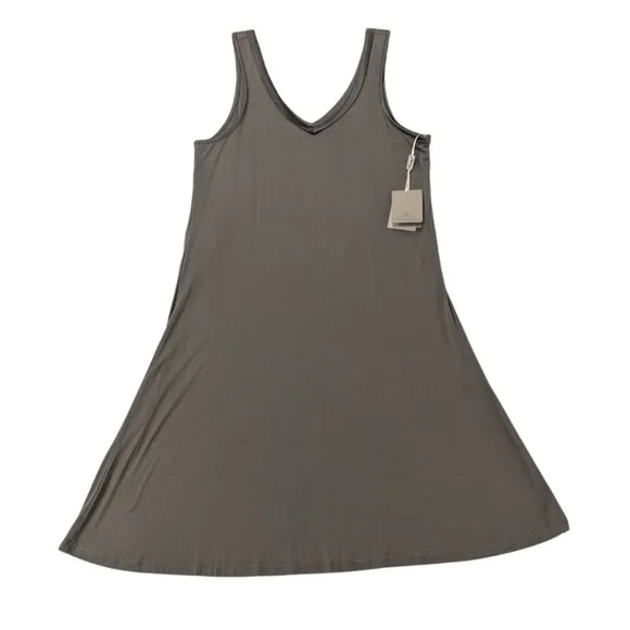 FACEPLANT DREAMS Nwt Bamboo V-Neck Nightshirt S Earl Gray Gray/Green SOFT