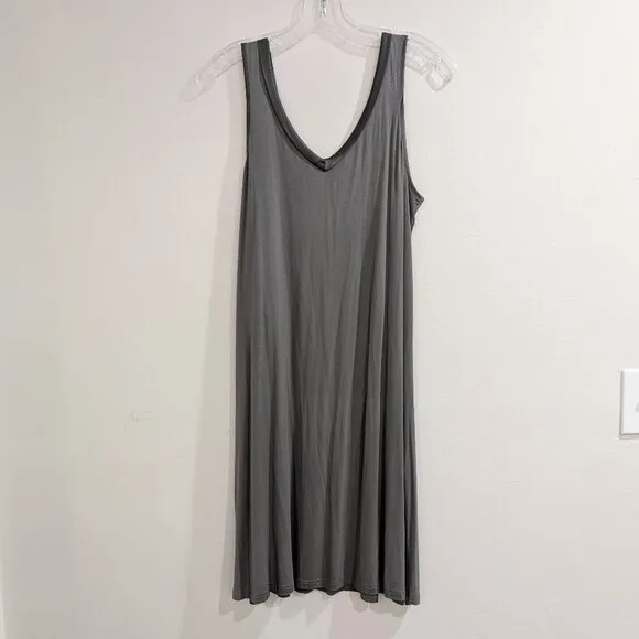 FACEPLANT DREAMS Nwt Bamboo V-Neck Nightshirt S Earl Gray Gray/Green SOFT