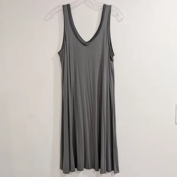 FACEPLANT DREAMS Nwt Bamboo V-Neck Nightshirt S Earl Gray Gray/Green SOFT