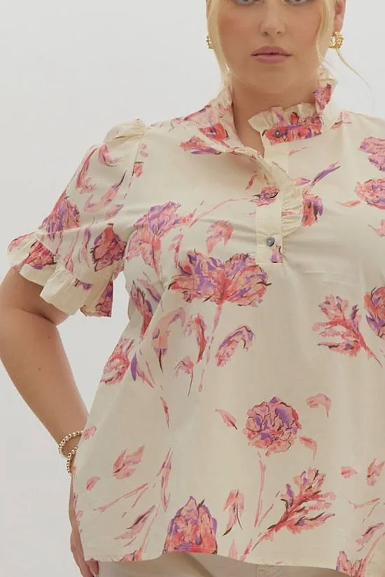 FINAL SALE: The Penny Top in Cream Floral
