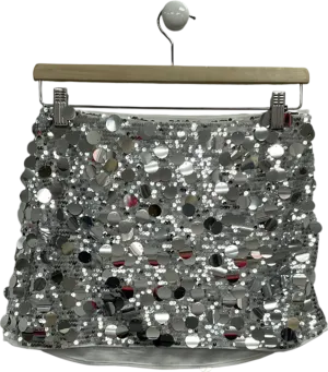finesse Metallic Petra White Micro Mini Skirt UK S
