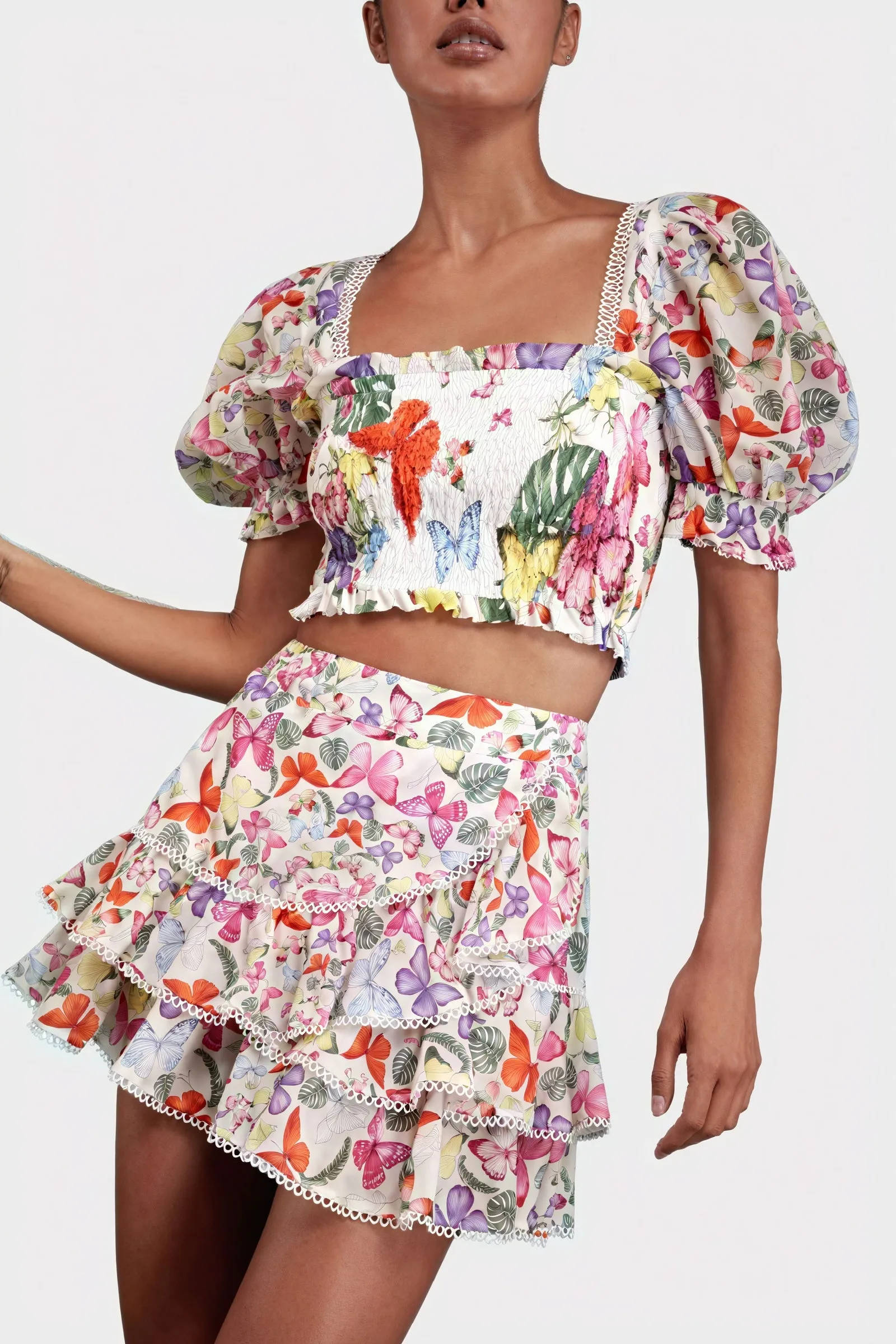 Floral Butterfly Two-Piece Set