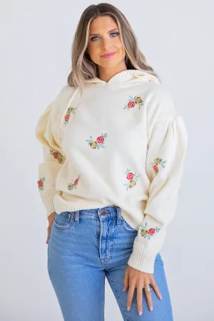 Floral Det Hoodie Sweater