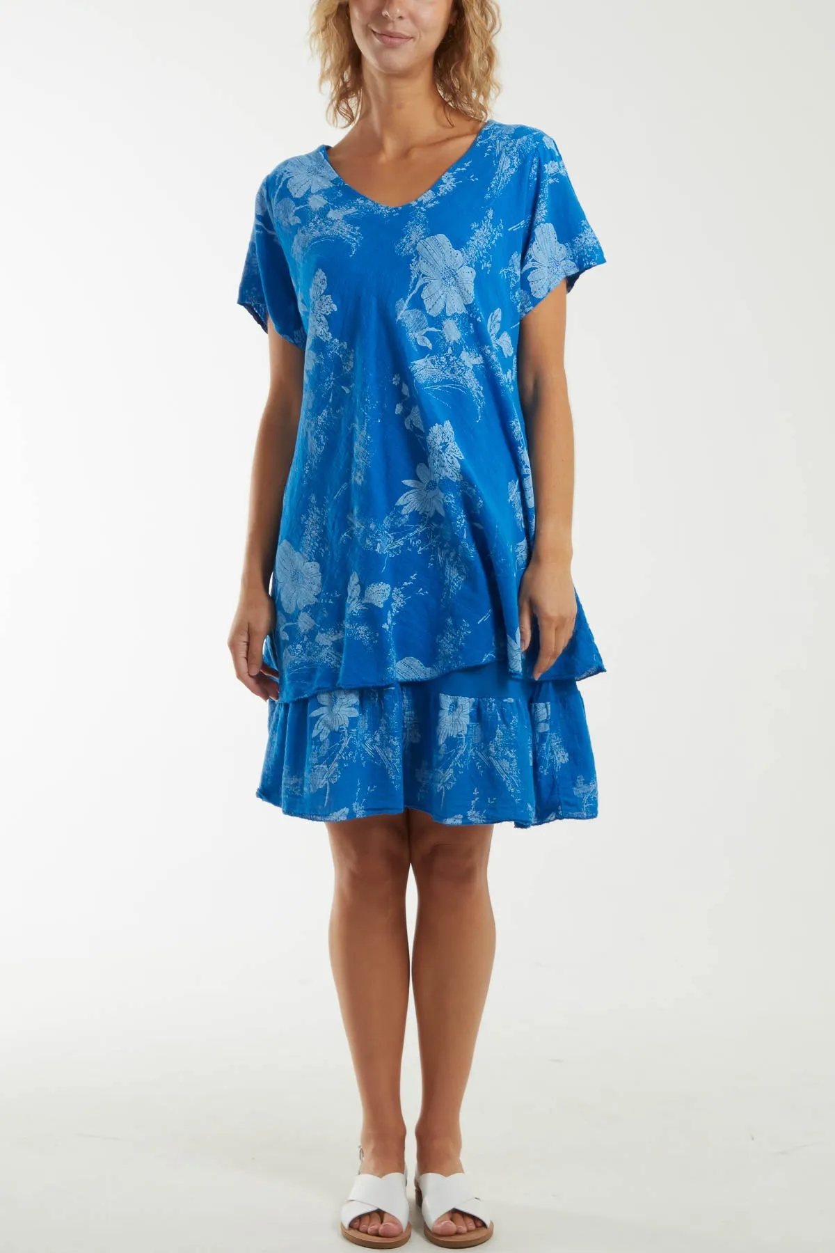 Floral Double Layer Short Sleeve Dress