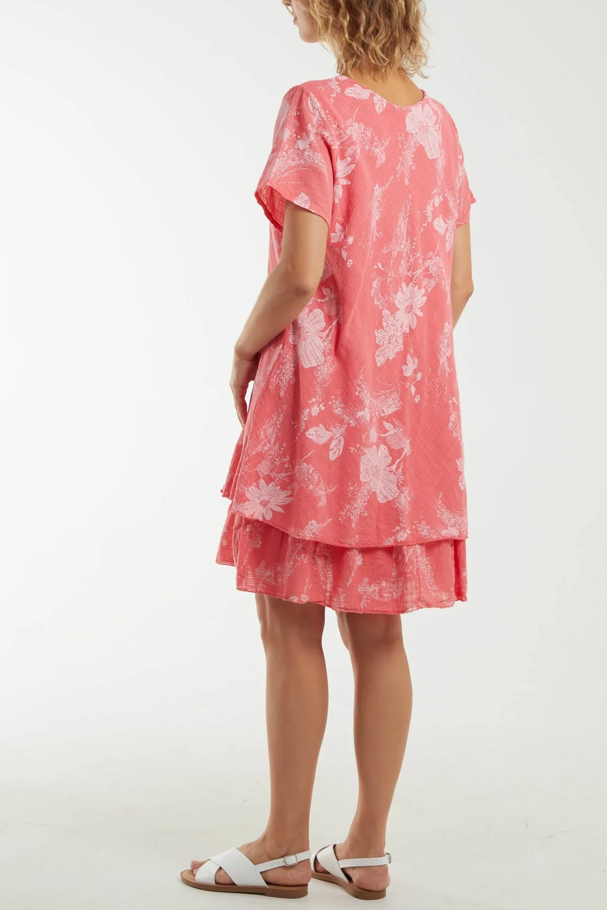 Floral Double Layer Short Sleeve Dress