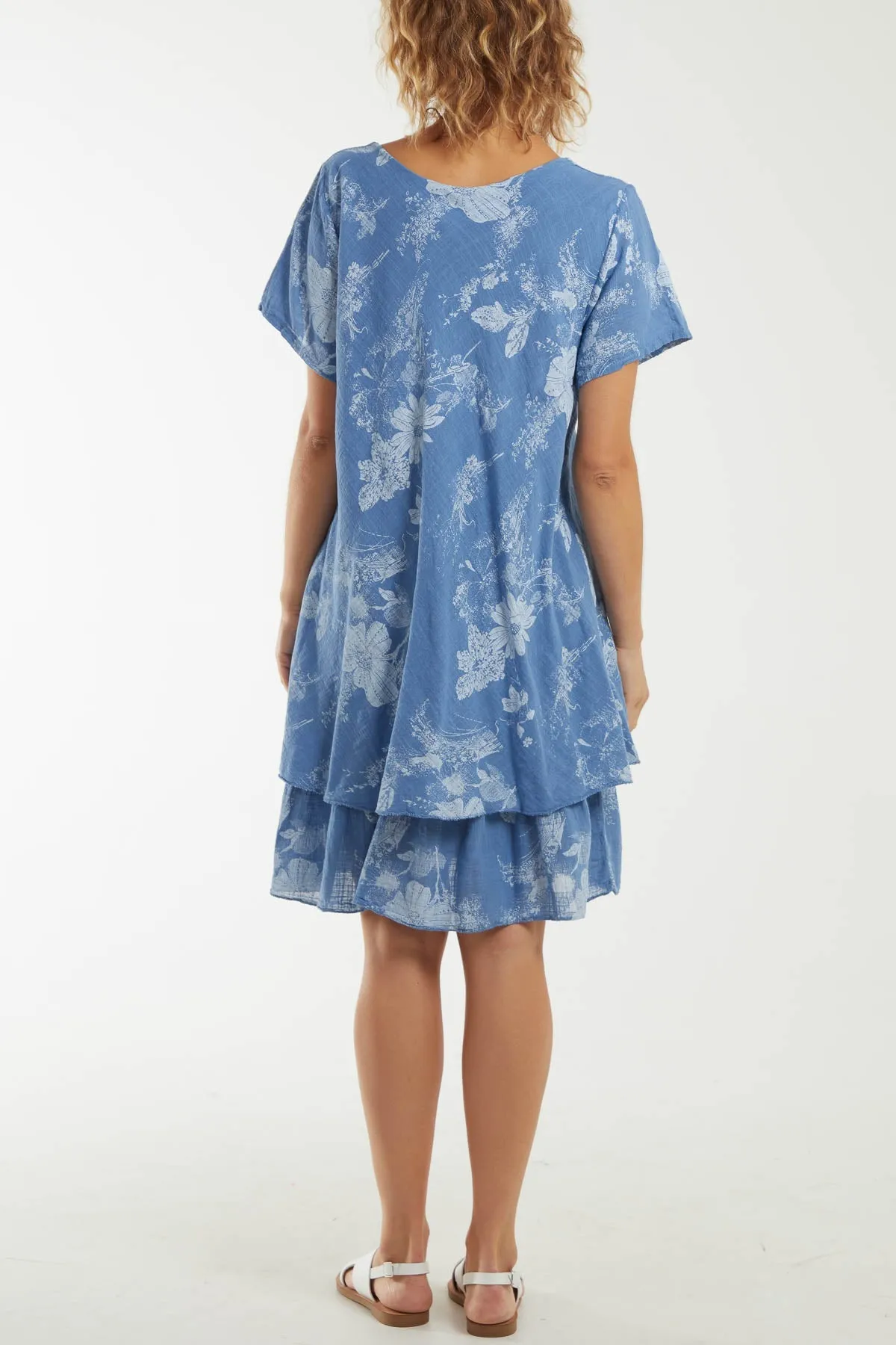 Floral Double Layer Short Sleeve Dress