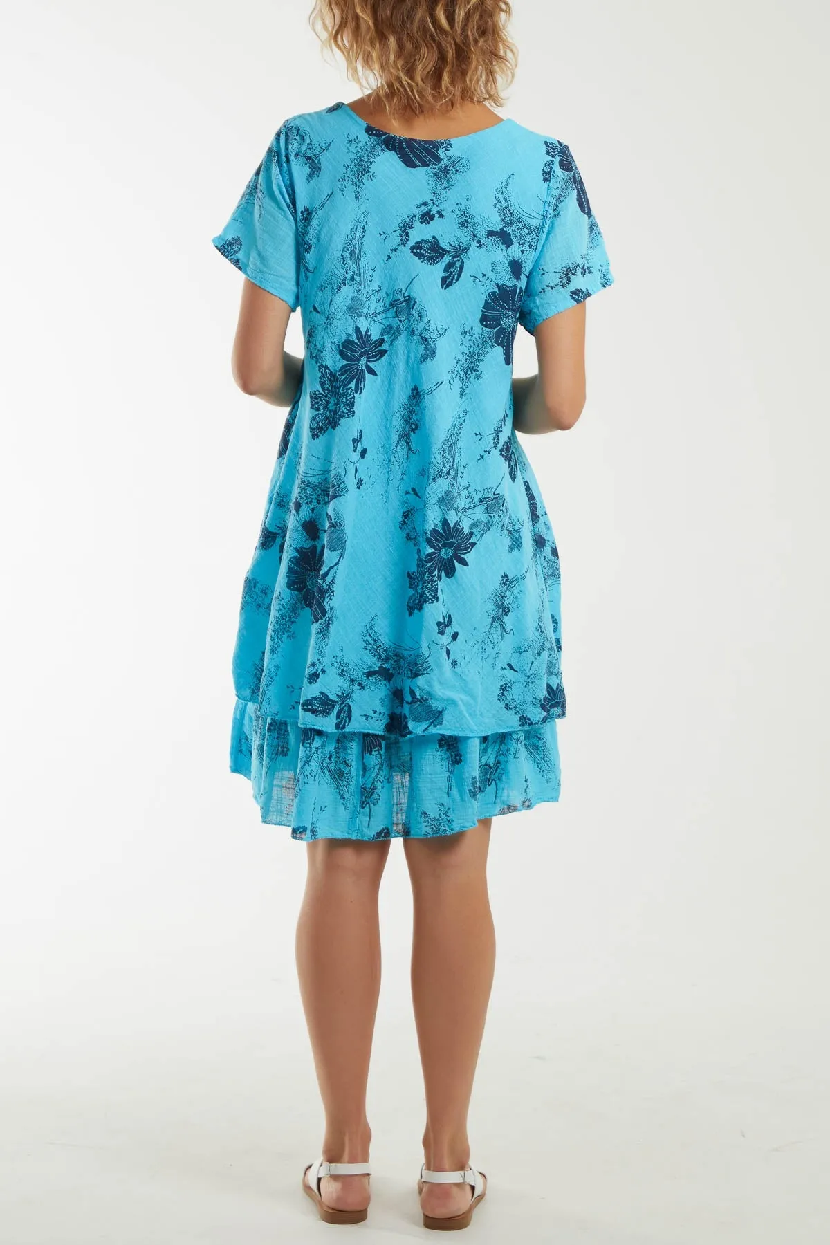 Floral Double Layer Short Sleeve Dress