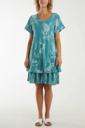 Floral Double Layer Short Sleeve Dress