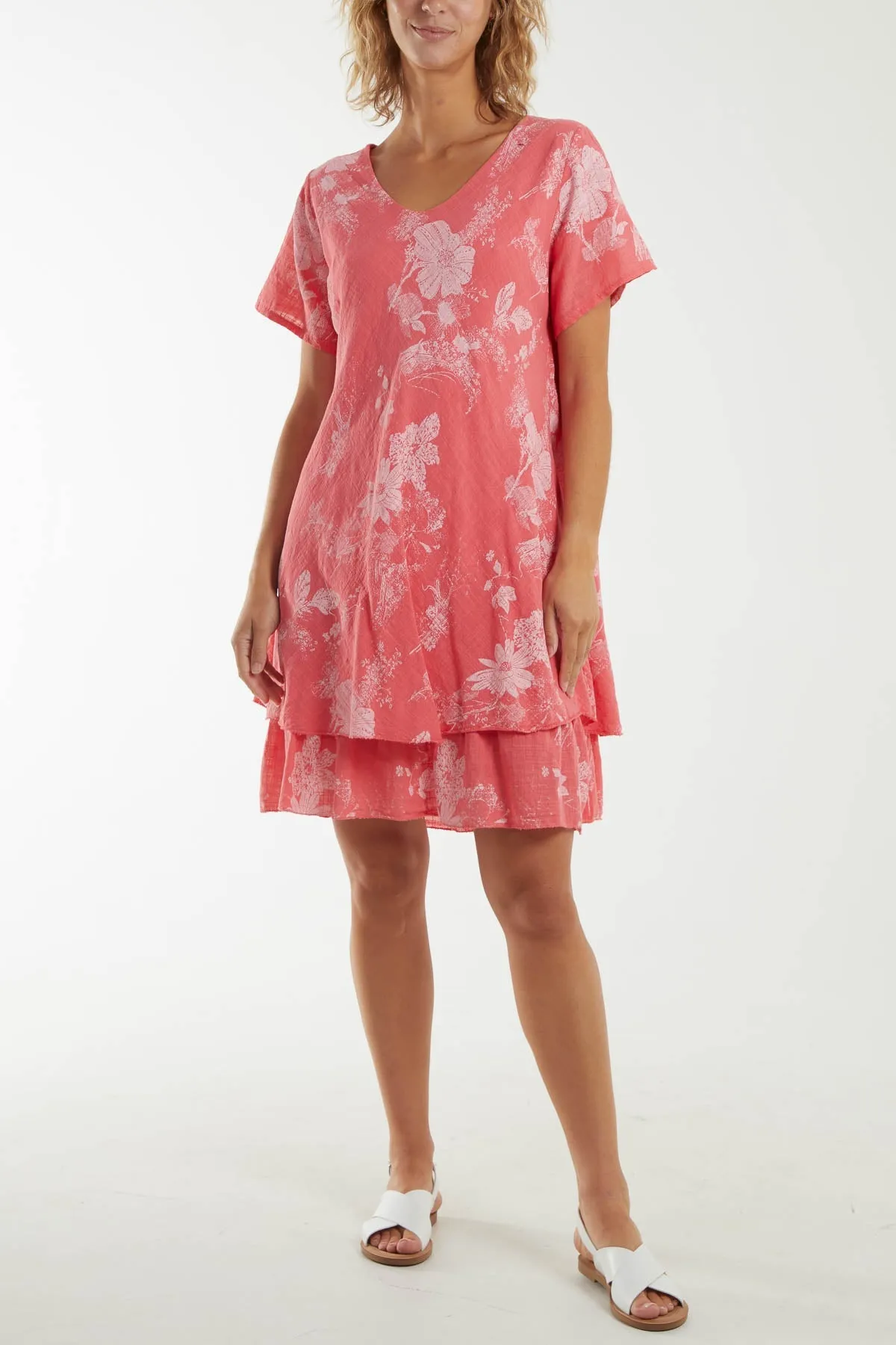 Floral Double Layer Short Sleeve Dress