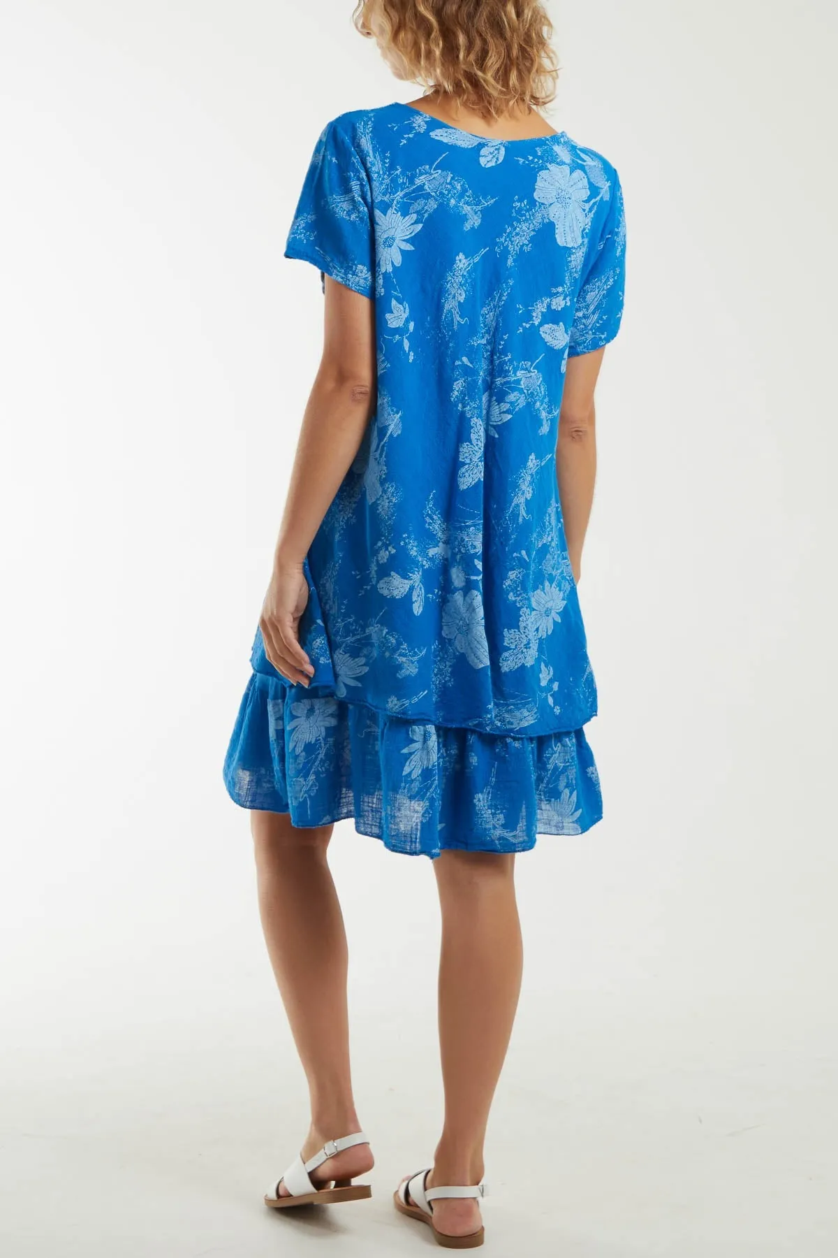 Floral Double Layer Short Sleeve Dress