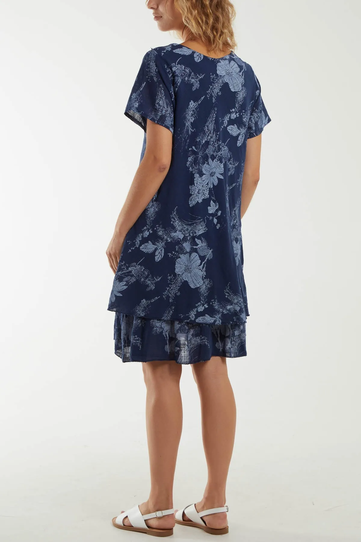 Floral Double Layer Short Sleeve Dress