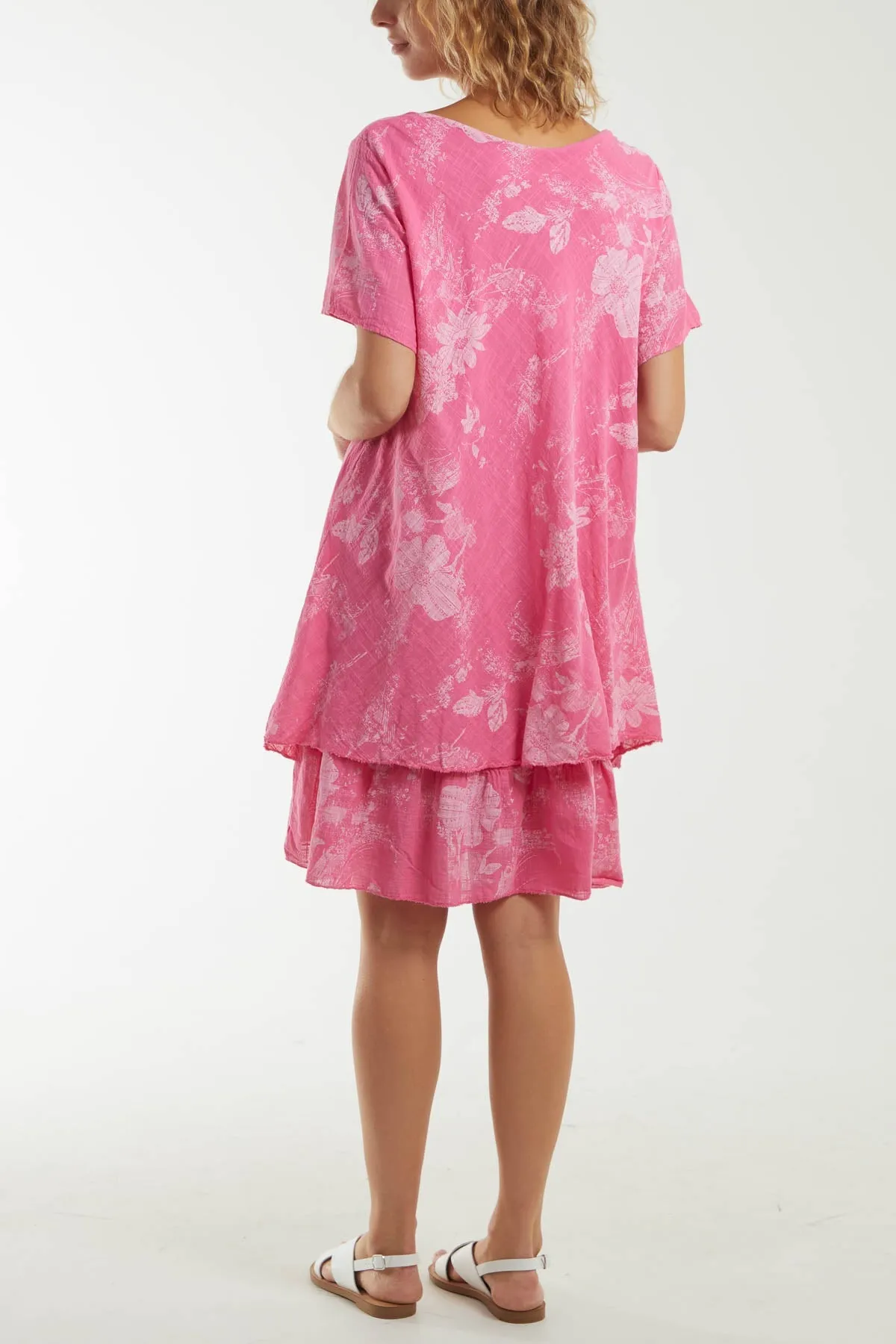 Floral Double Layer Short Sleeve Dress