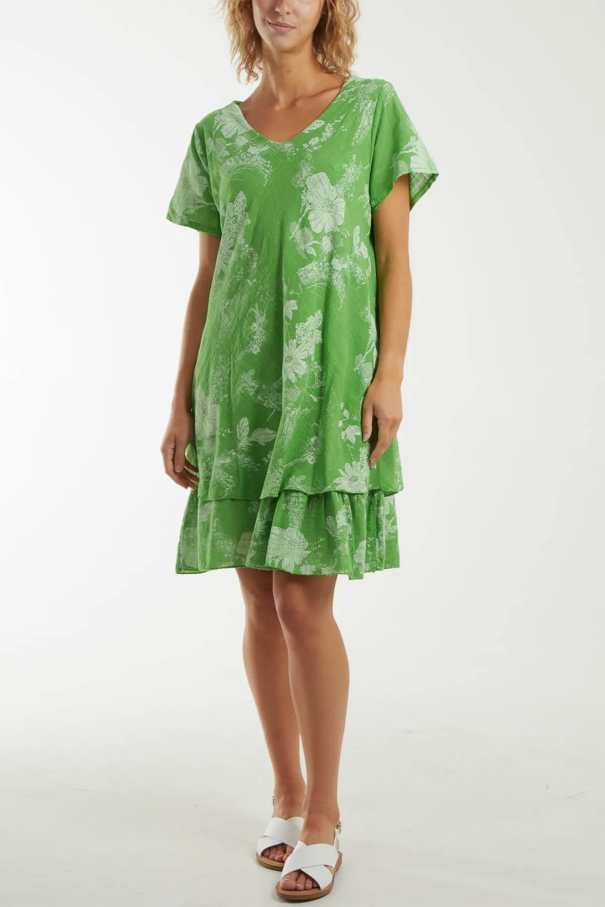 Floral Double Layer Short Sleeve Dress