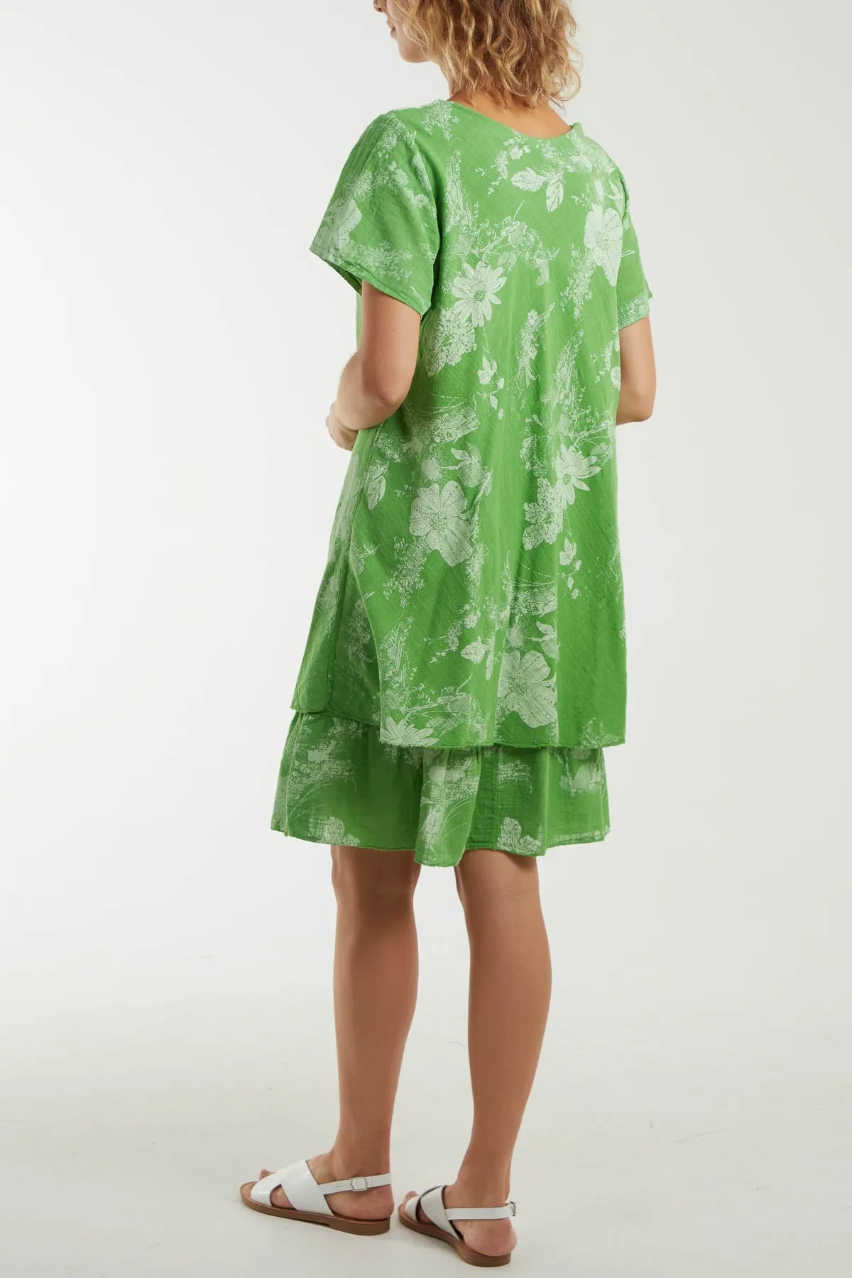 Floral Double Layer Short Sleeve Dress