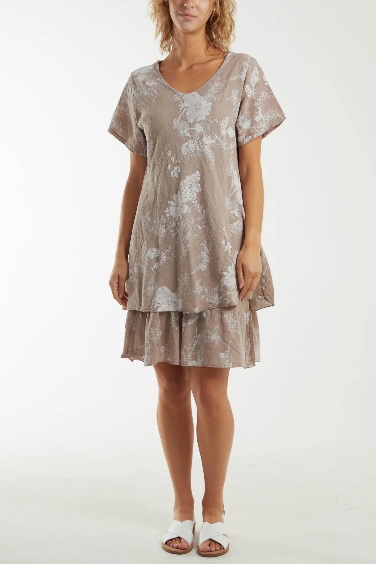 Floral Double Layer Short Sleeve Dress