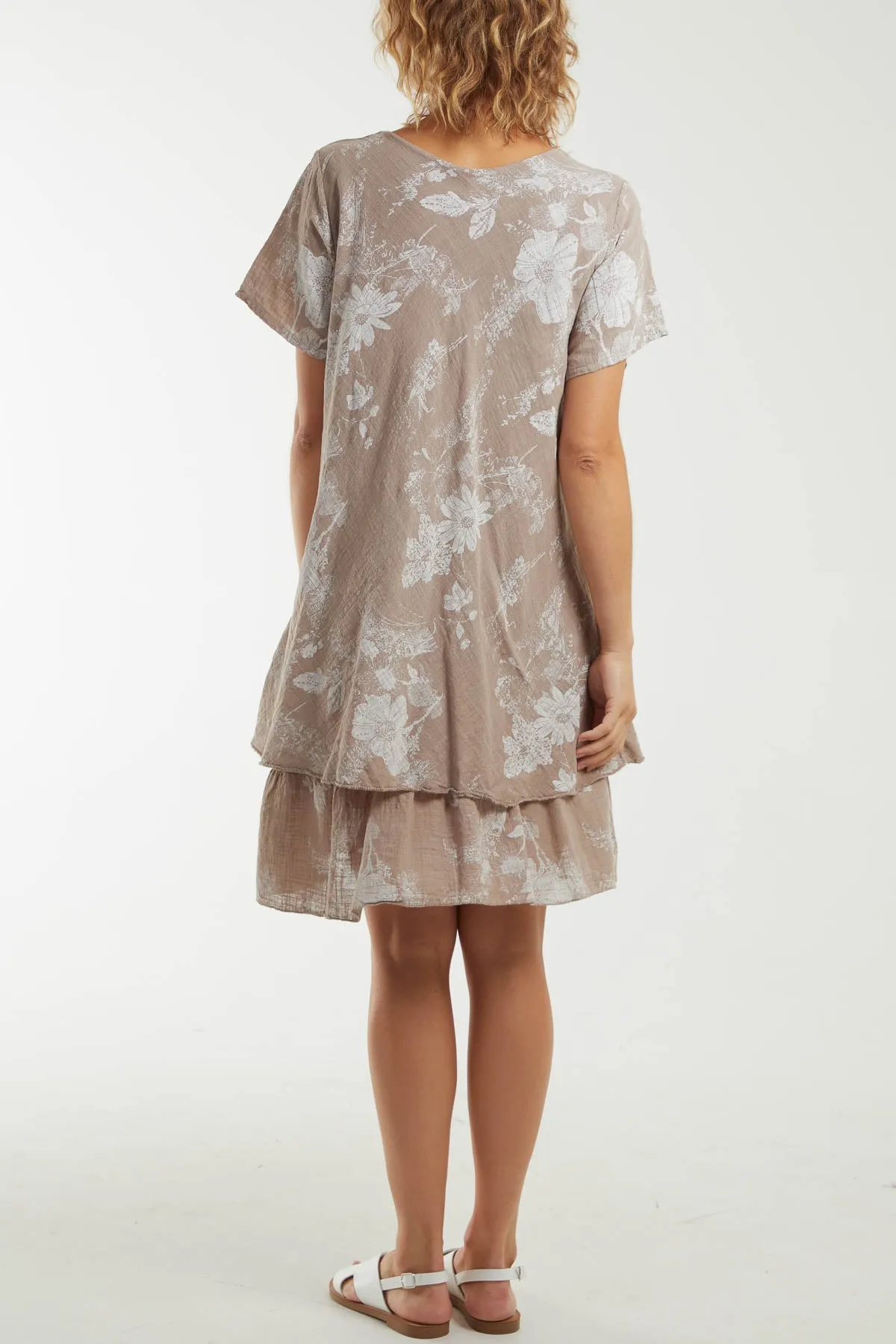Floral Double Layer Short Sleeve Dress