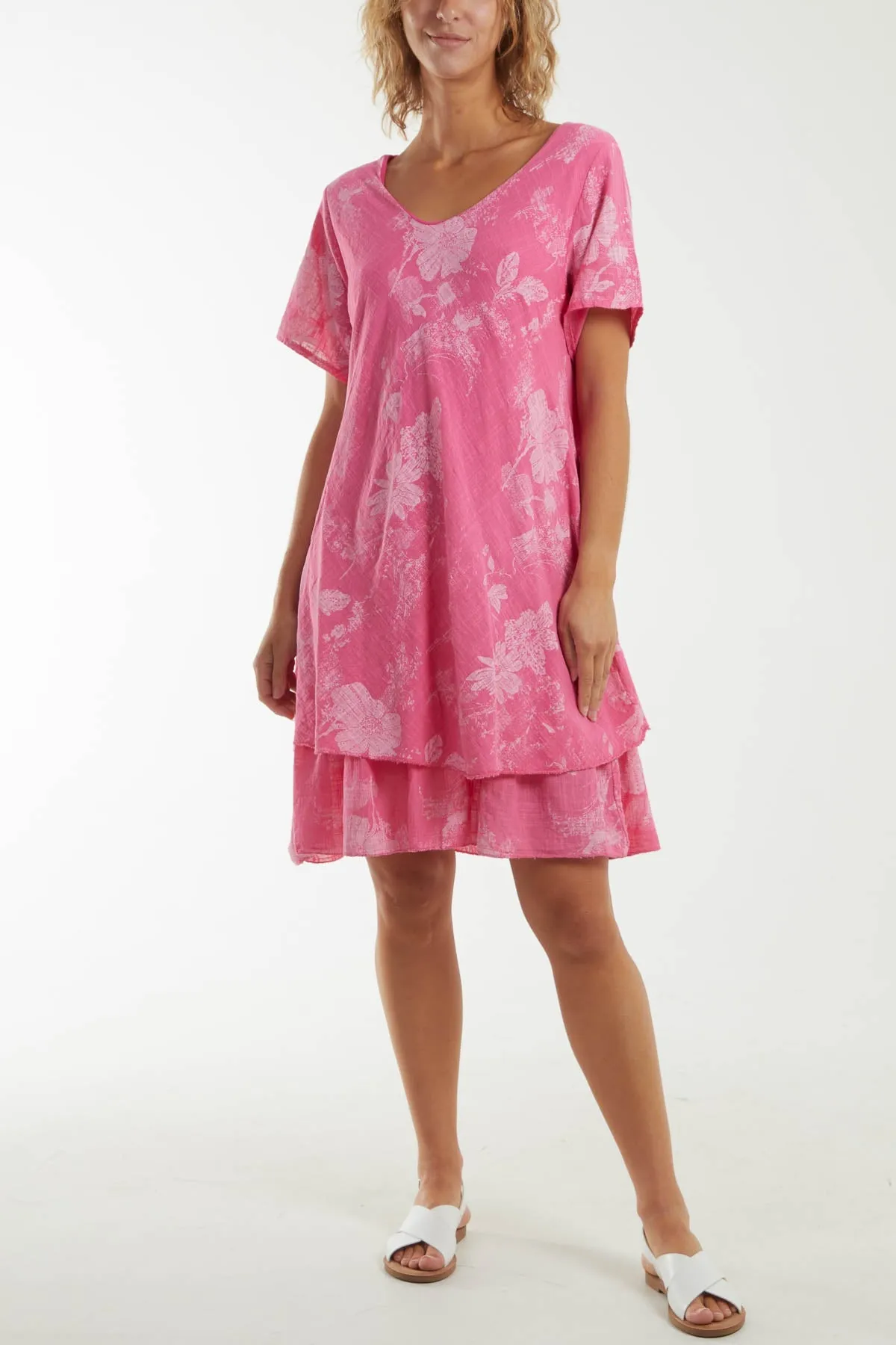 Floral Double Layer Short Sleeve Dress