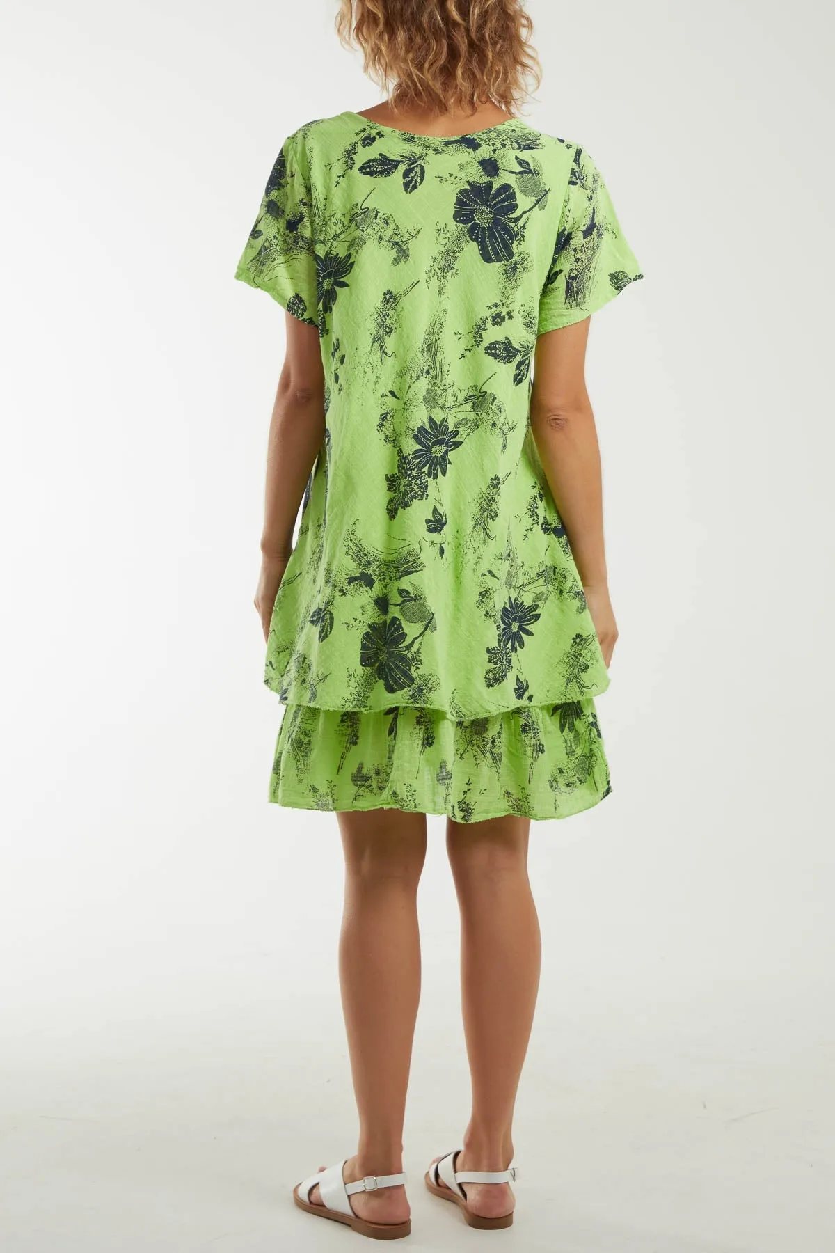 Floral Double Layer Short Sleeve Dress