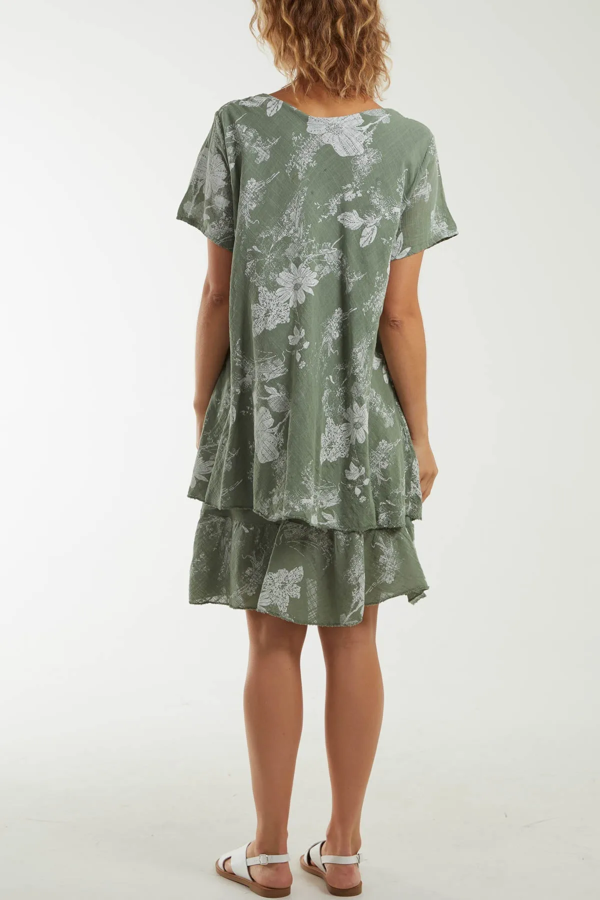 Floral Double Layer Short Sleeve Dress