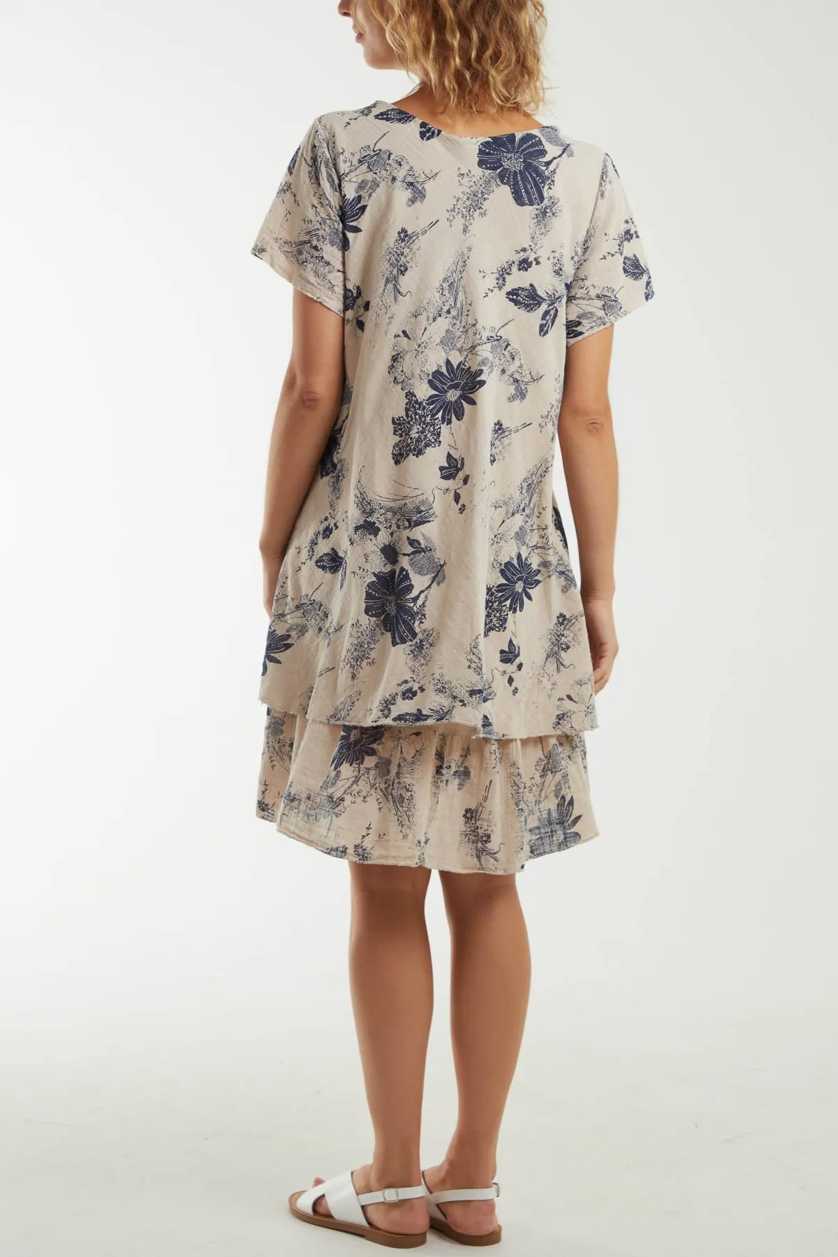 Floral Double Layer Short Sleeve Dress