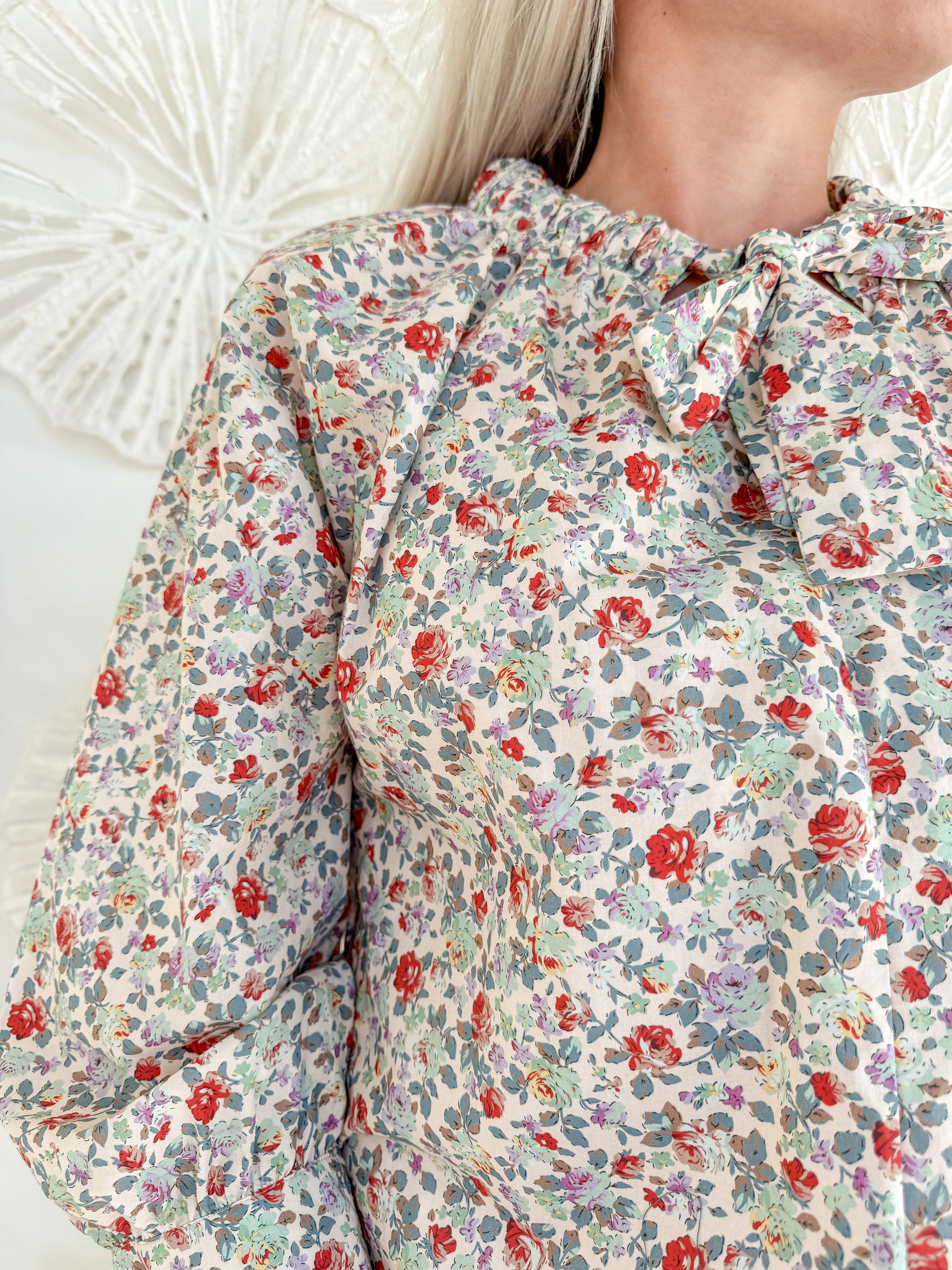 Floral Print Bow Long Sleeve