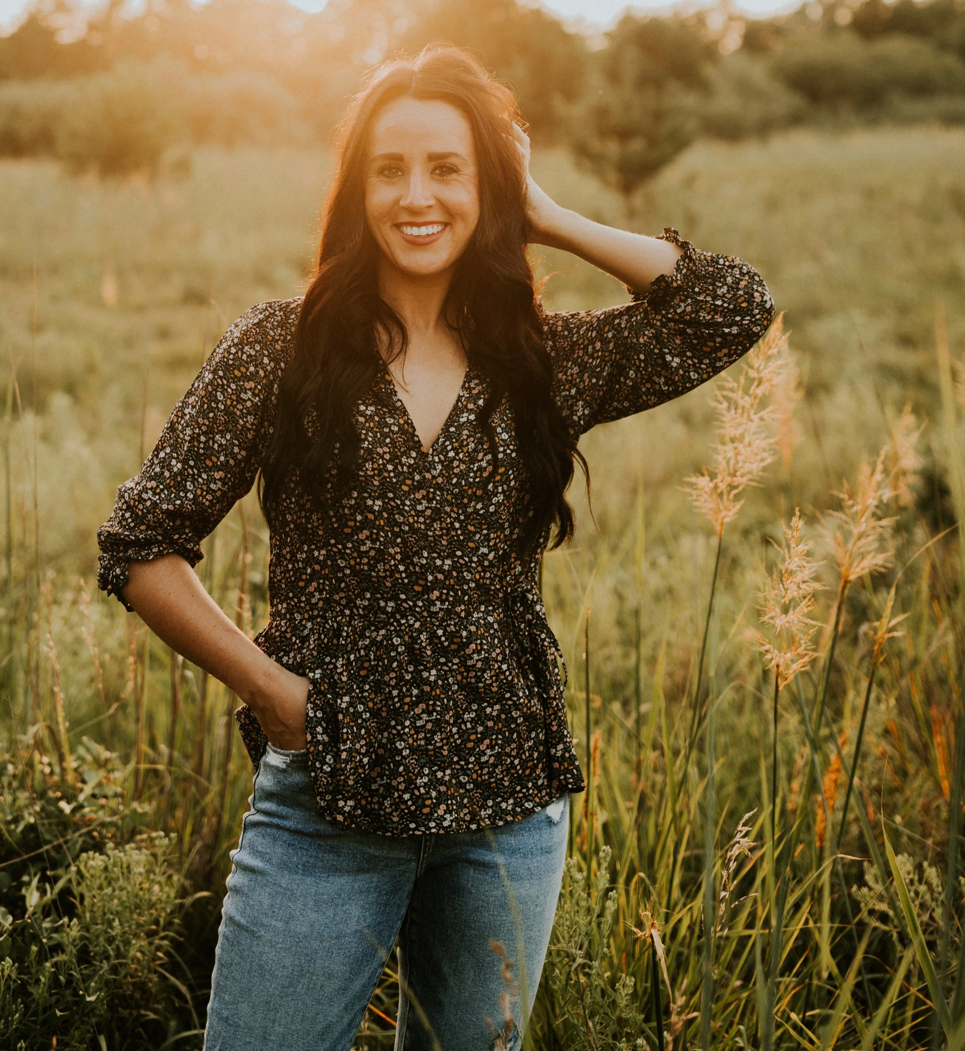 Floral Print Wrap Top