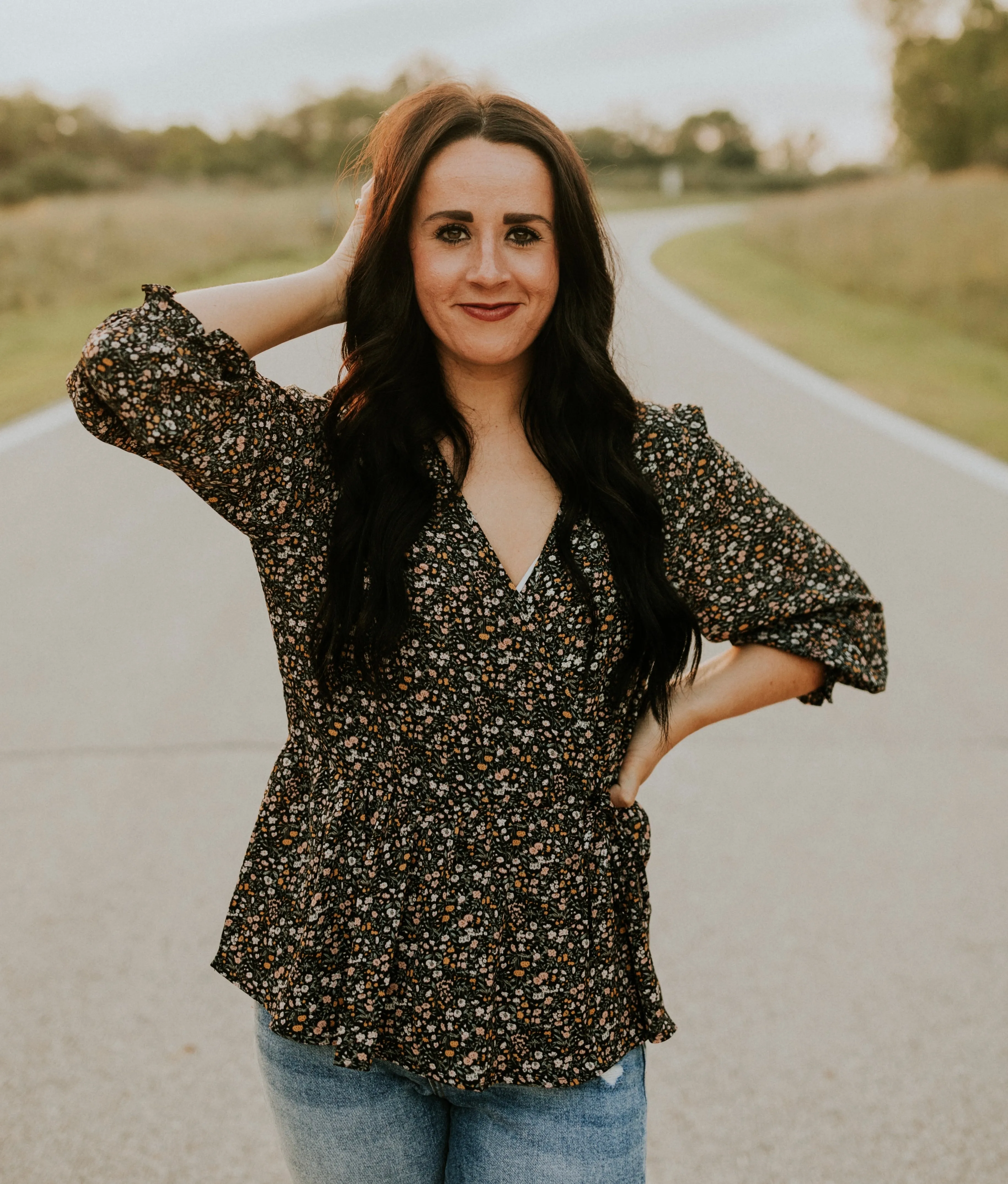 Floral Print Wrap Top