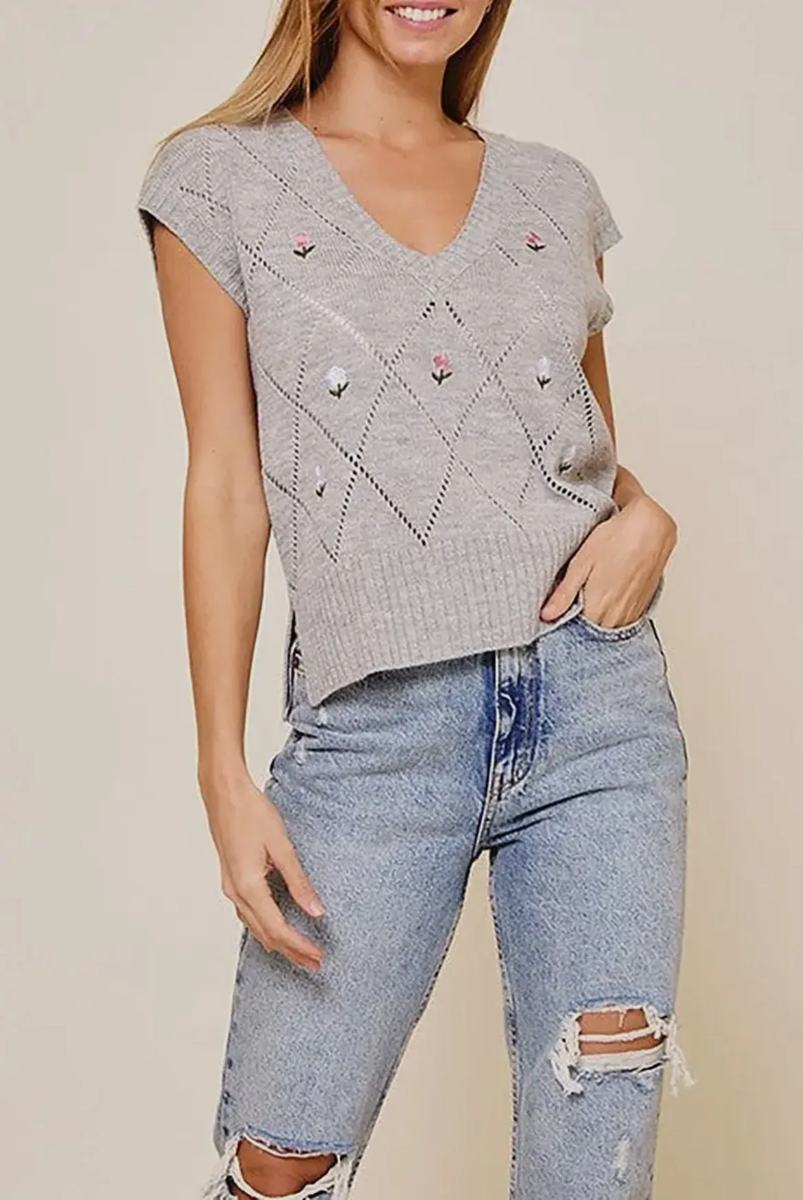 Floral Sweater Vest