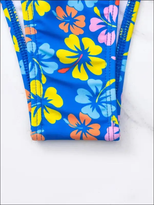 Floral triangle tie side bikini swimsuit