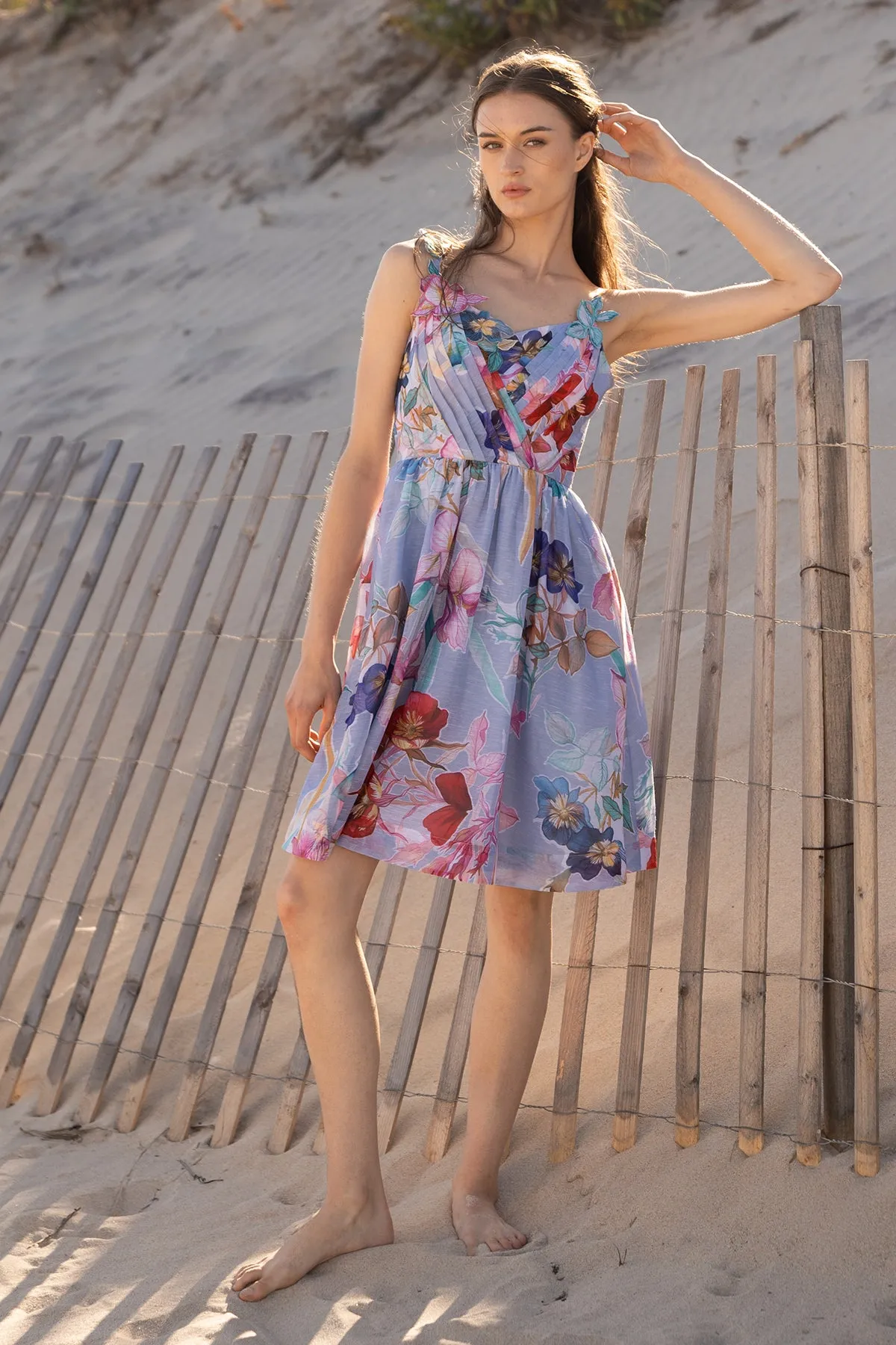 Florin multicolor pleated mini dress