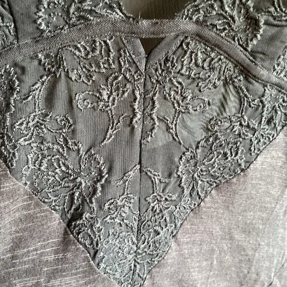 Free People NWT Rendezvous Black Embroidered Lace Vneck Long Sleeve Top size XS