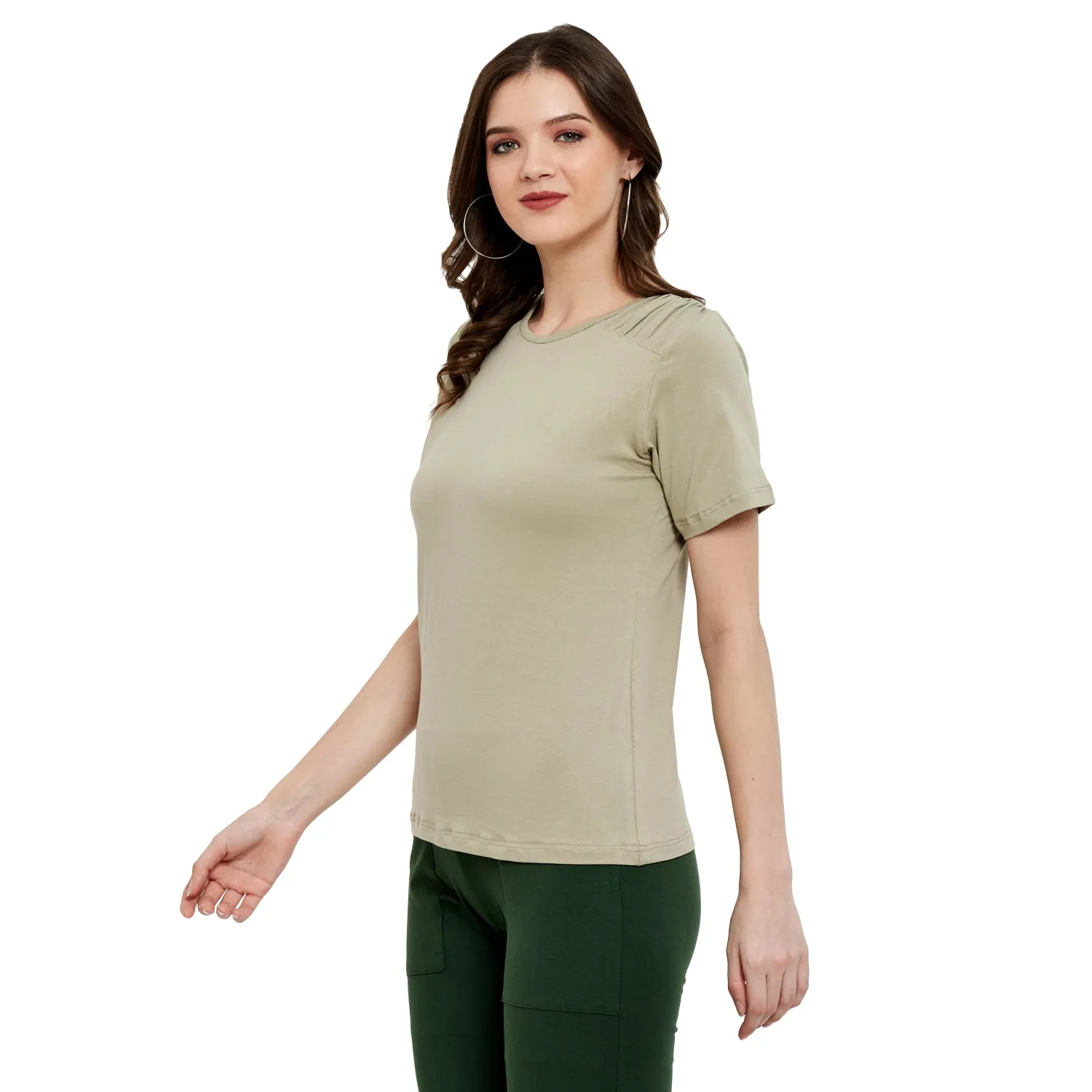 FRONT SHOULDER GATHERED TOP