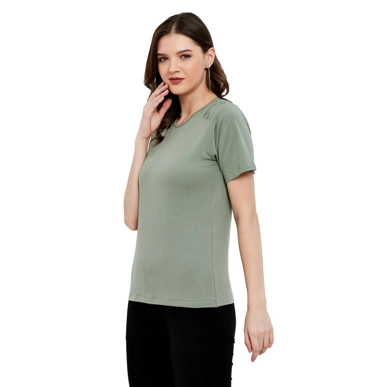 FRONT SHOULDER GATHERED TOP