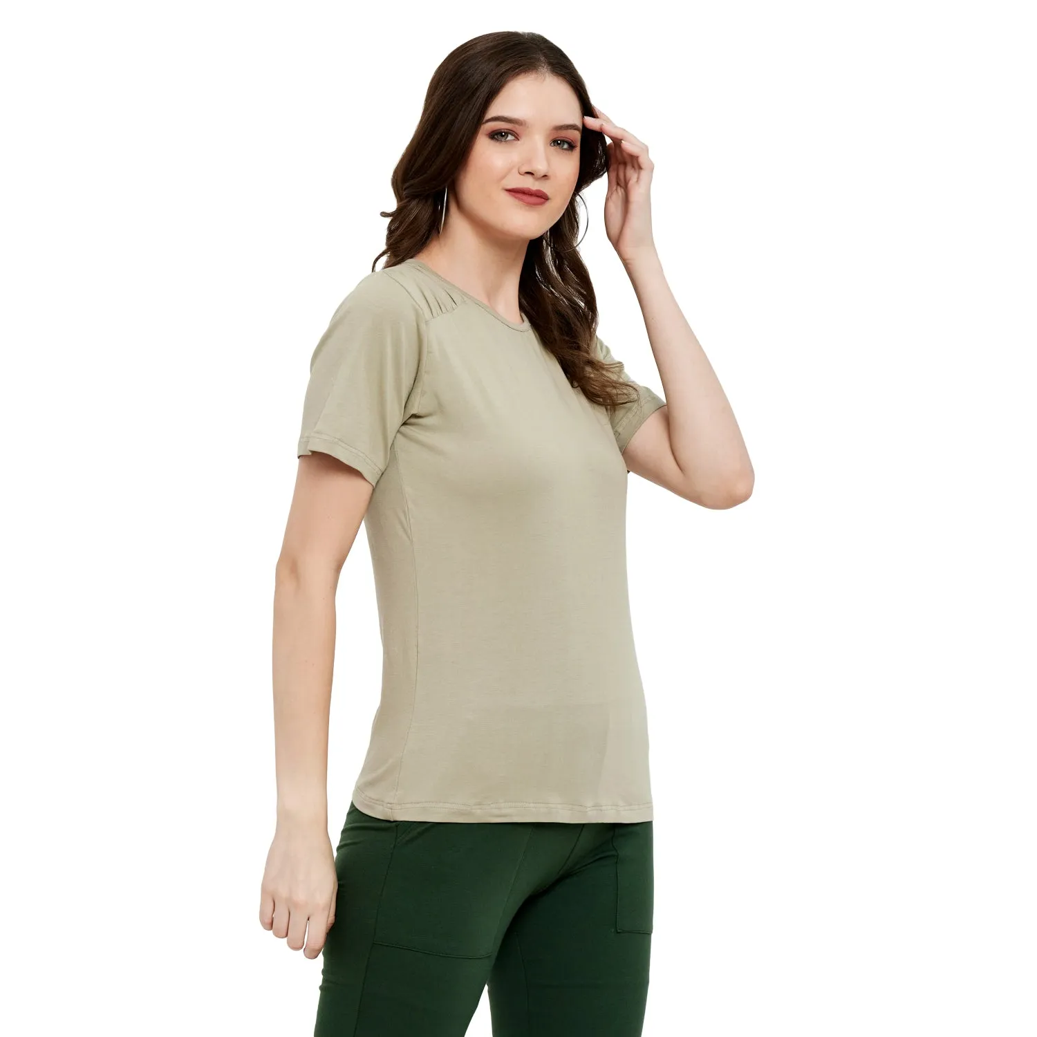 FRONT SHOULDER GATHERED TOP