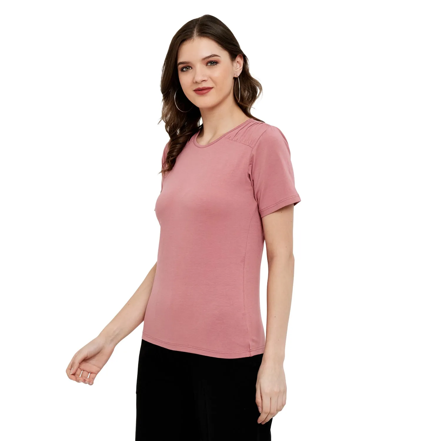 FRONT SHOULDER GATHERED TOP