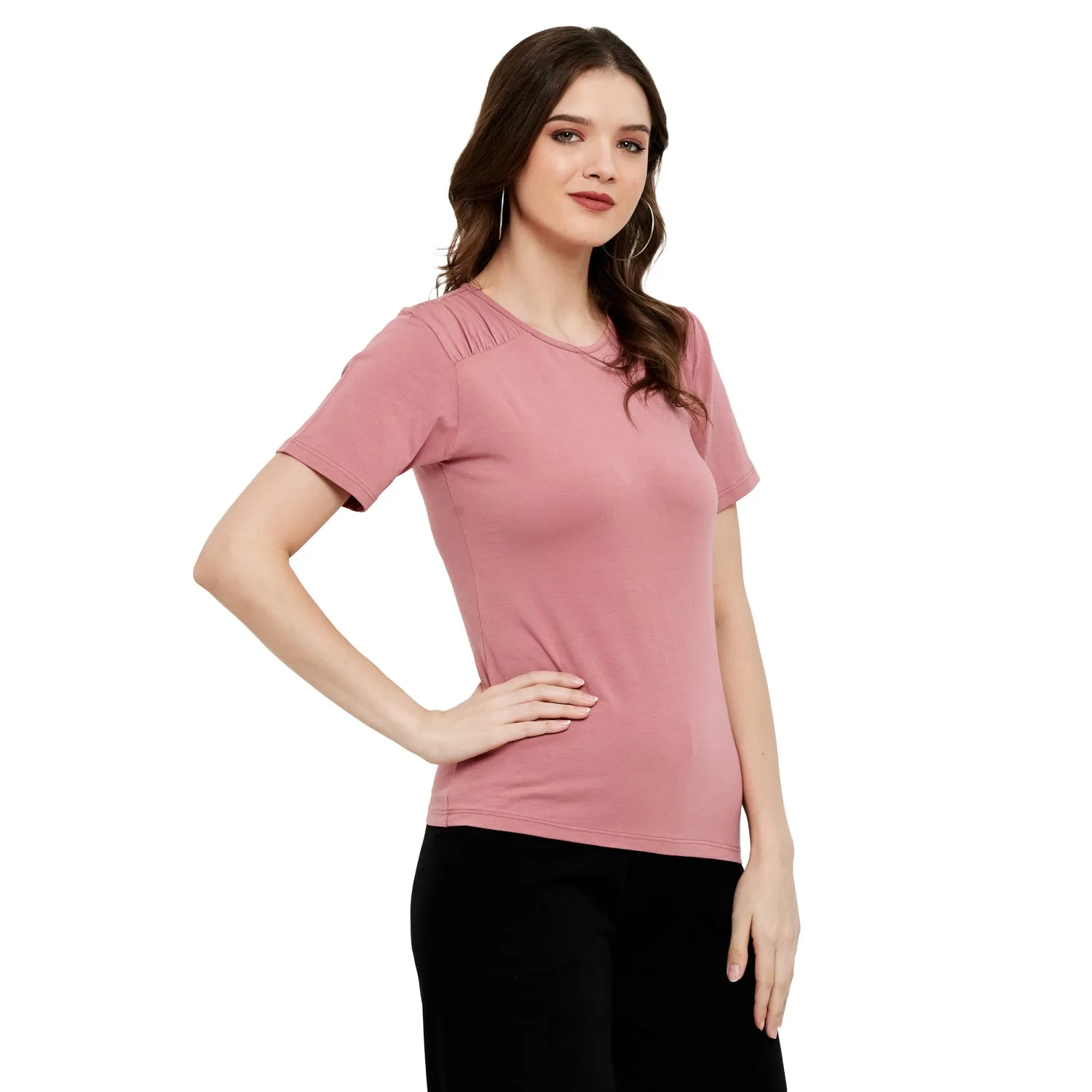 FRONT SHOULDER GATHERED TOP